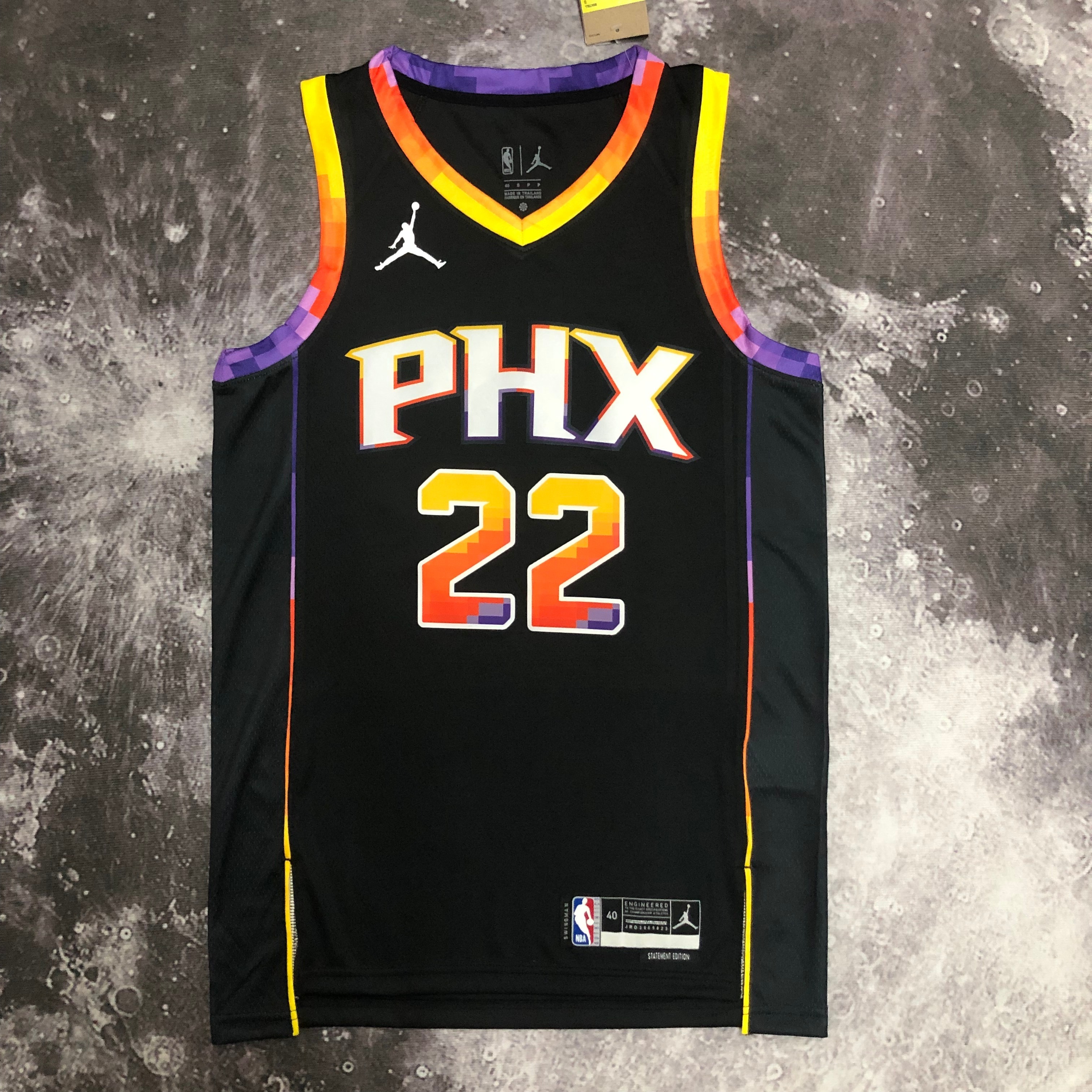 NBA Men Season 2023 Phoenix Suns Black with Jordan Logo #22 AYTON Jersey High Quality Name and Number Print - leoleo123123