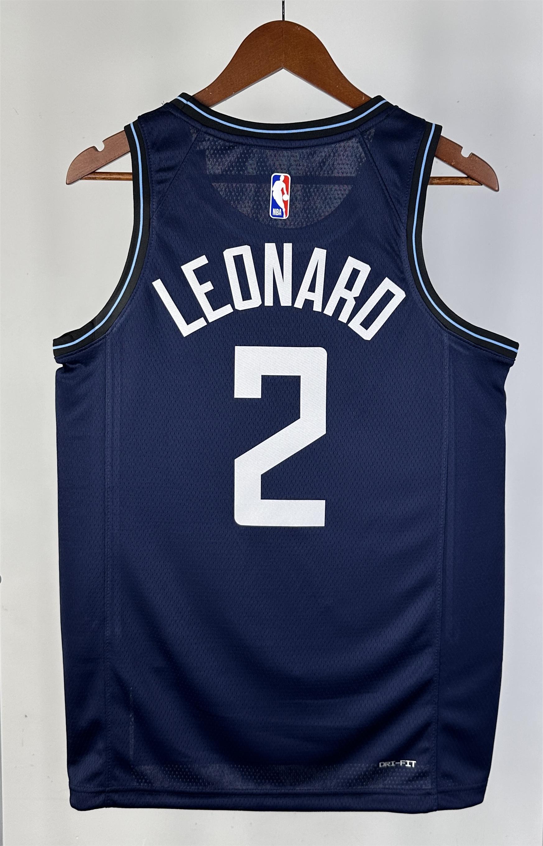 NBA Season 2024 Men Los Angeles Clippers Navy #2 LEONARD Jersey High Quality Name and Number Print - leoleo123123
