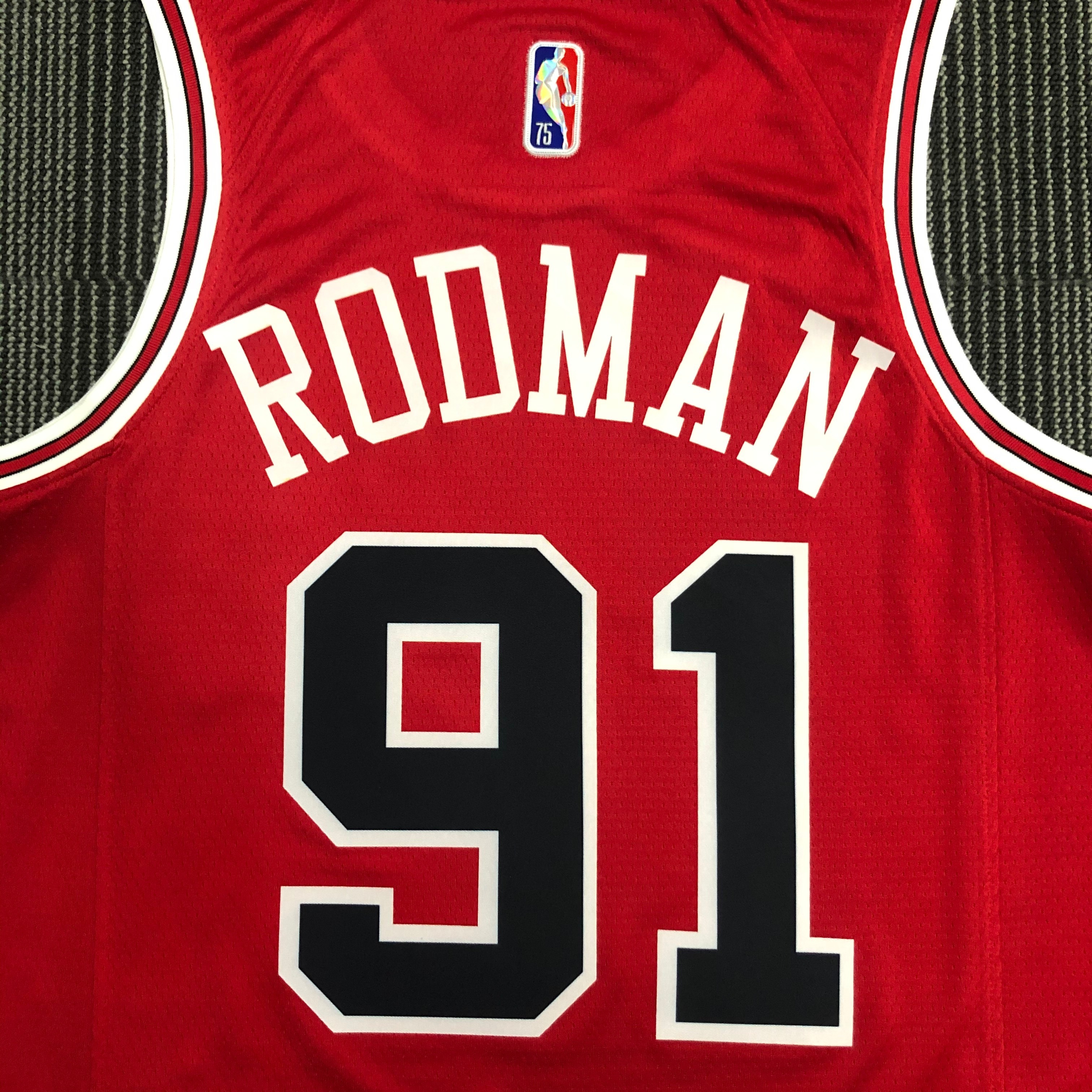NBA Men 75th Anniversary Chicago Bulls Red #91 RODMAN Jersey High Quality Name and Number Print - leoleo123123