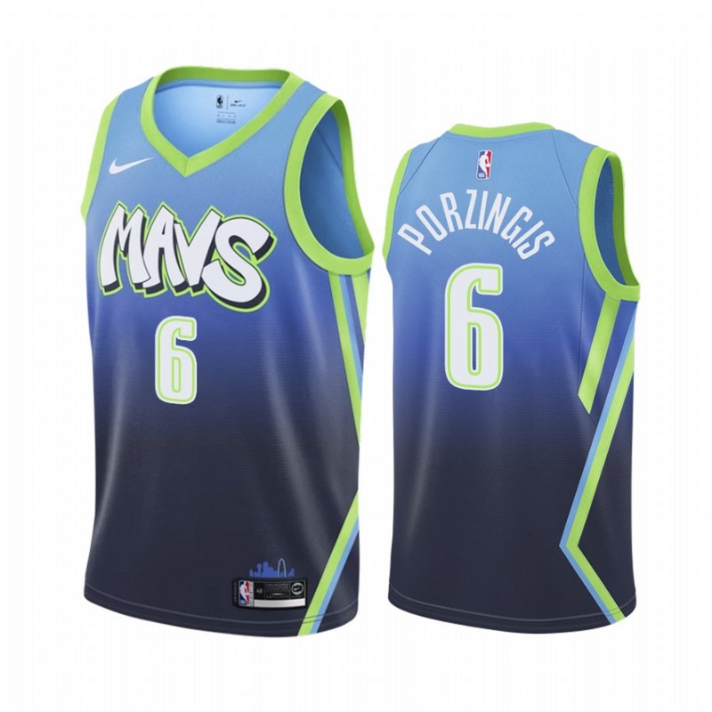 NBA Men Dallas Mavericks Gradient Blue #6 PORZINGIS Jersey High Quality Name and Number Print - leoleo123123