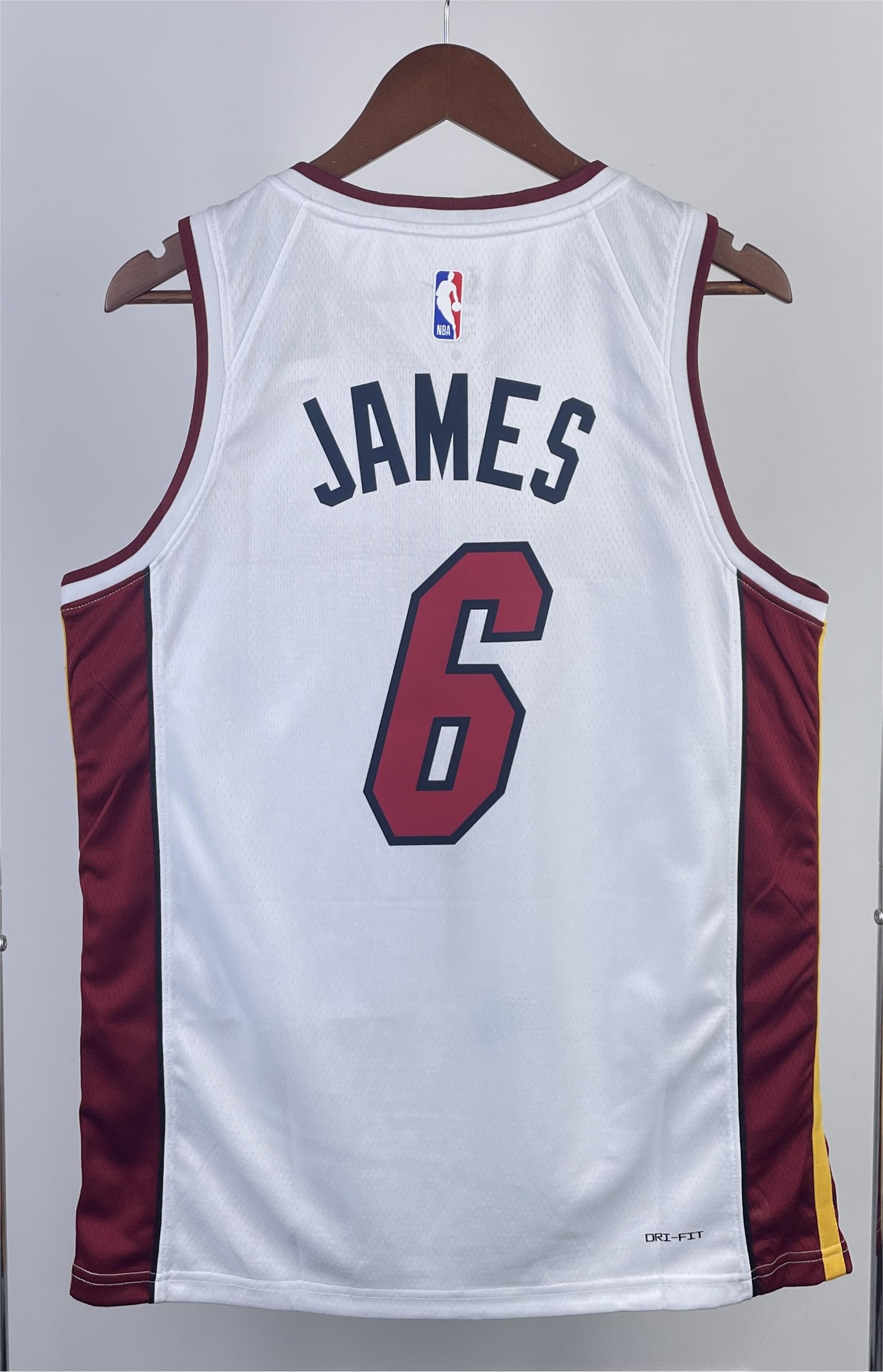 NBA Men Season 2023 Miami Heat White #6 JAMES Jersey High Quality Name and Number Print - leoleo123123