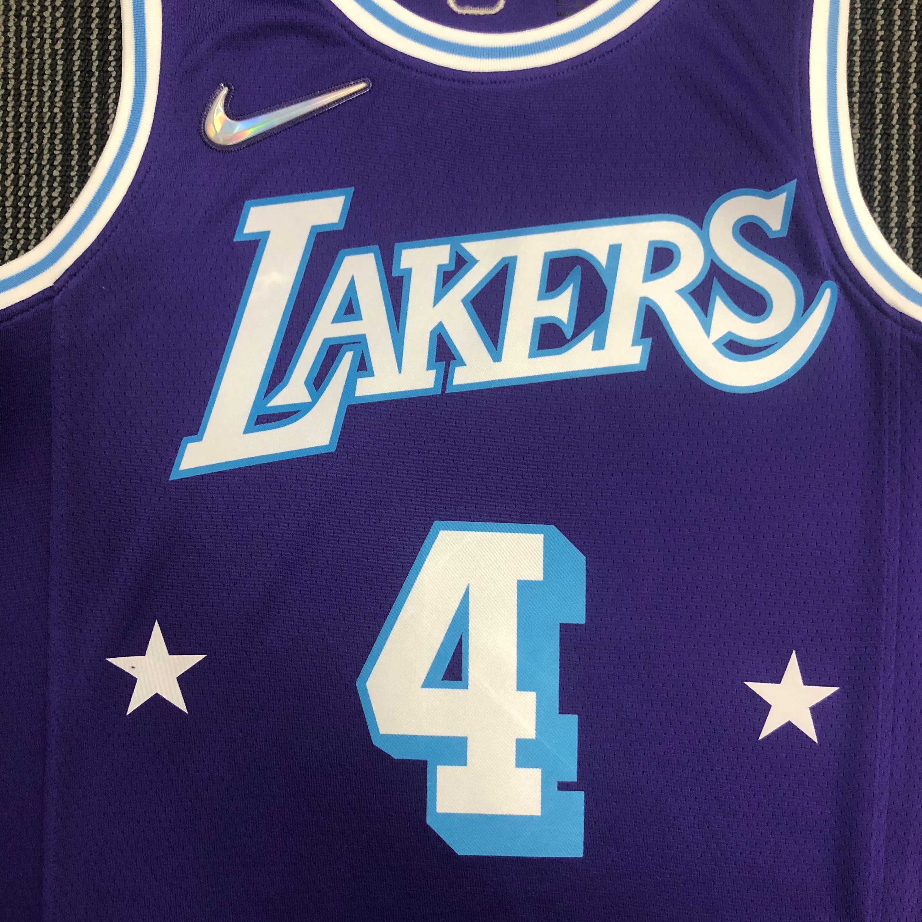 NBA Season 2022 75th Anniversary Los Angeles Lakers Purple Round Neck #4 RONDO Jersey High Quality Name and Number Print - leoleo123123