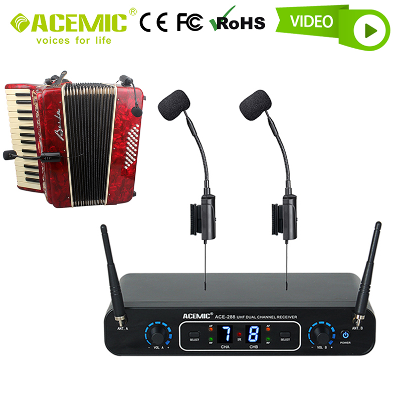 Accordion Microphone Wireless Pickup Radio System Stereo Condenser Dual Channel Kit Set for Acoustic Guitar Piano Digital Signal - leoleo123123