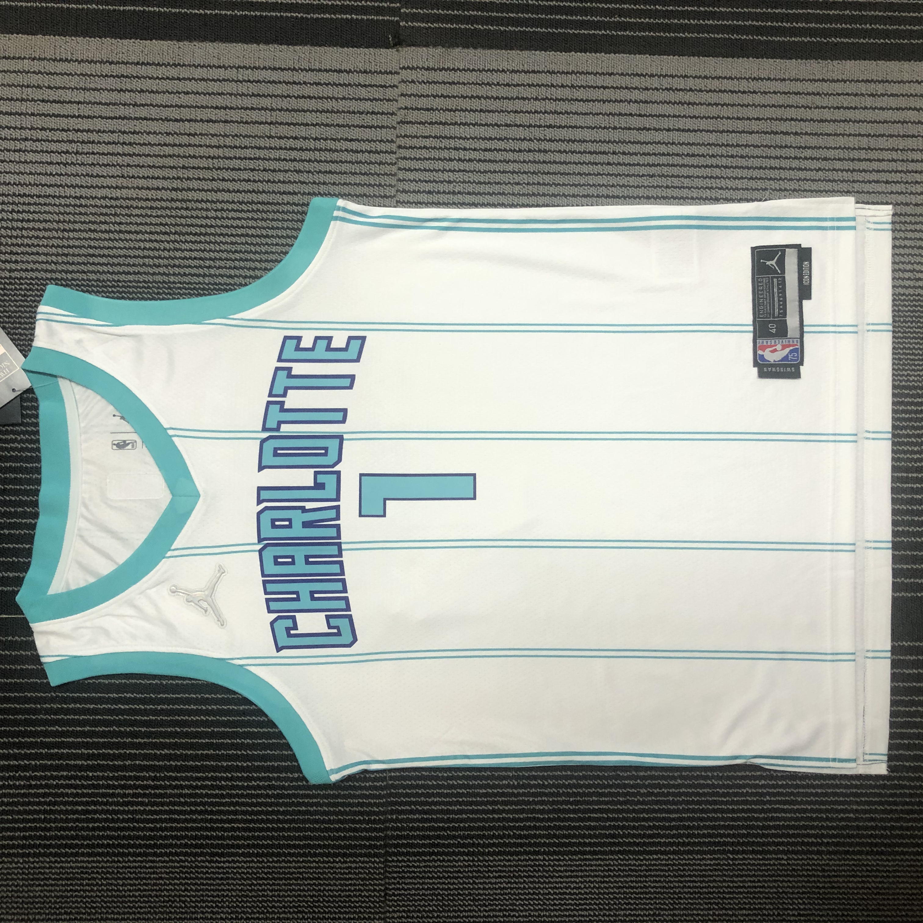 NBA Men 75th Anniversary New Season Charlotte Hornets #1 BALL White Jersey High Quality Name and Number Print - leoleo123123