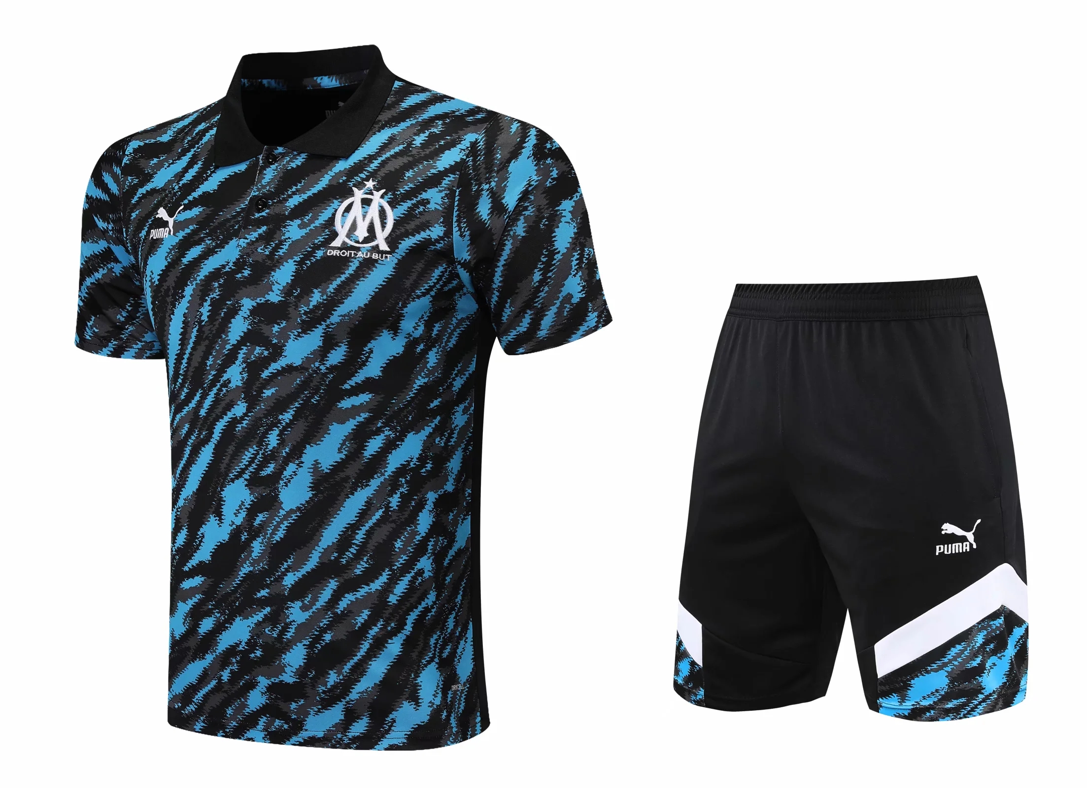 21-22 Marseille Black Camouflage Polo Training Set--Short Sleeve and Short Pant Training Tracksuit - leoleo123123