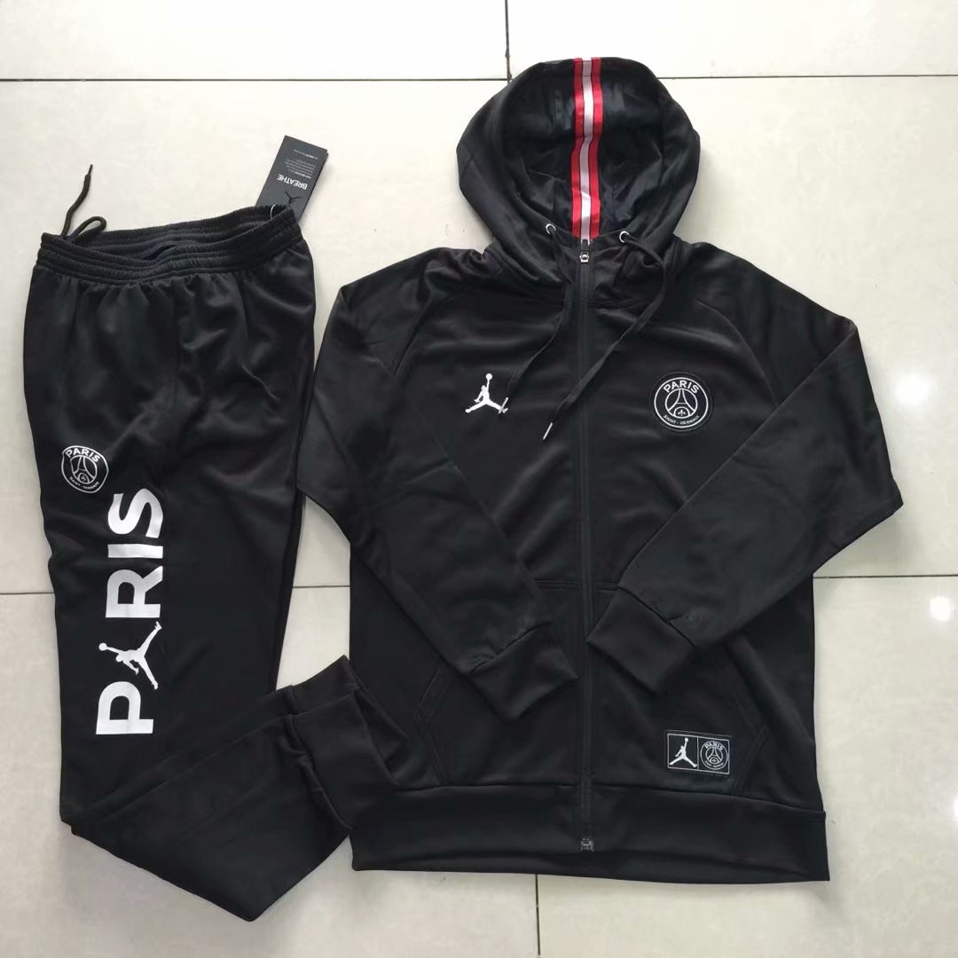 19-20 PSG Black Jacket Tracksuit With Cap Thai Quality - leoleo123123