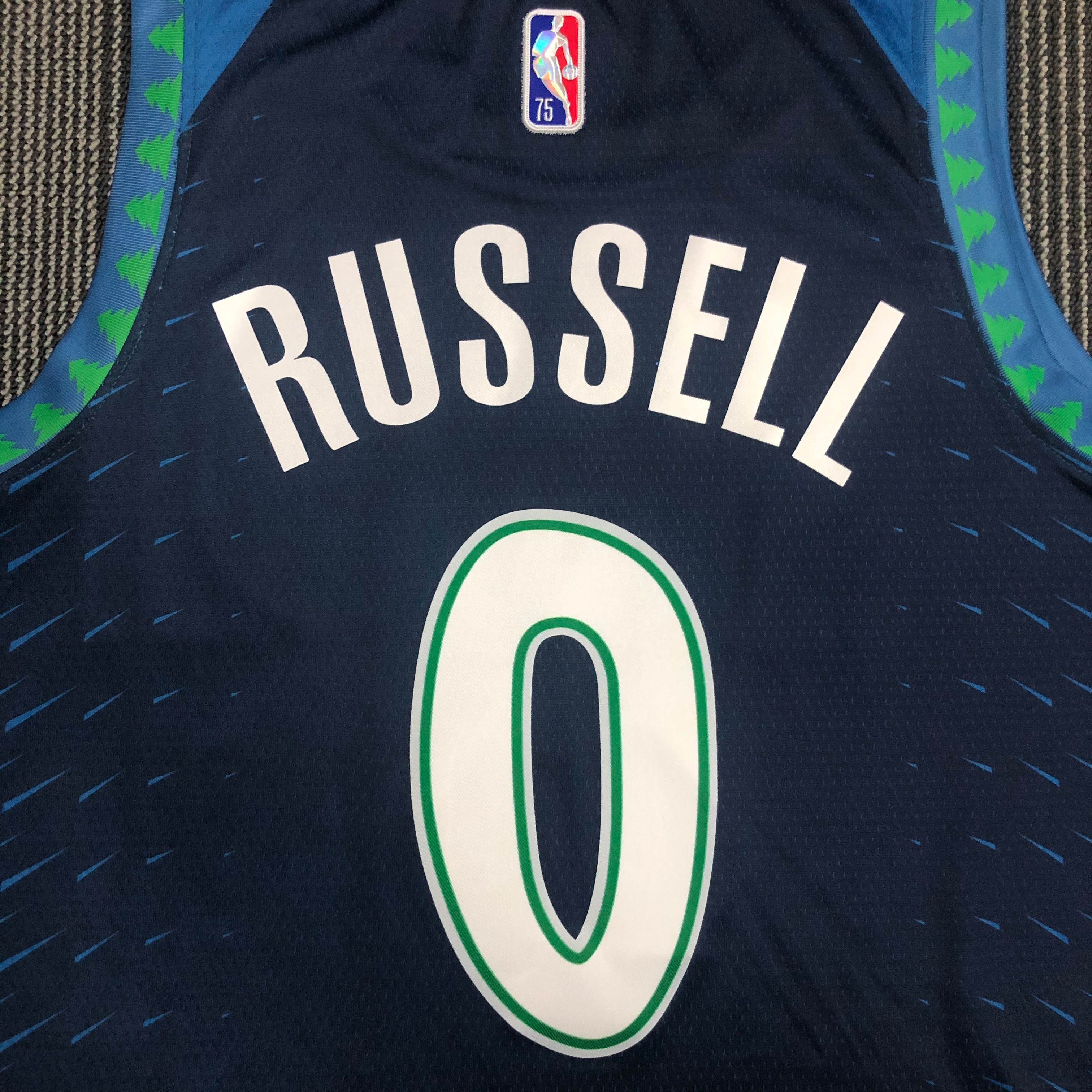 NBA Men 75th Anniversary Minnesota Timberwolves Blue #0 RUSSELL Jersey High Quality Name and Number Print - leoleo123123