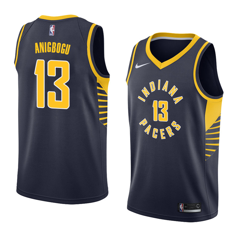 NBA Men Indiana Pacers Dark Blue #13 ANIGBOGU Jersey High Quality Name and Number Print - leoleo123123