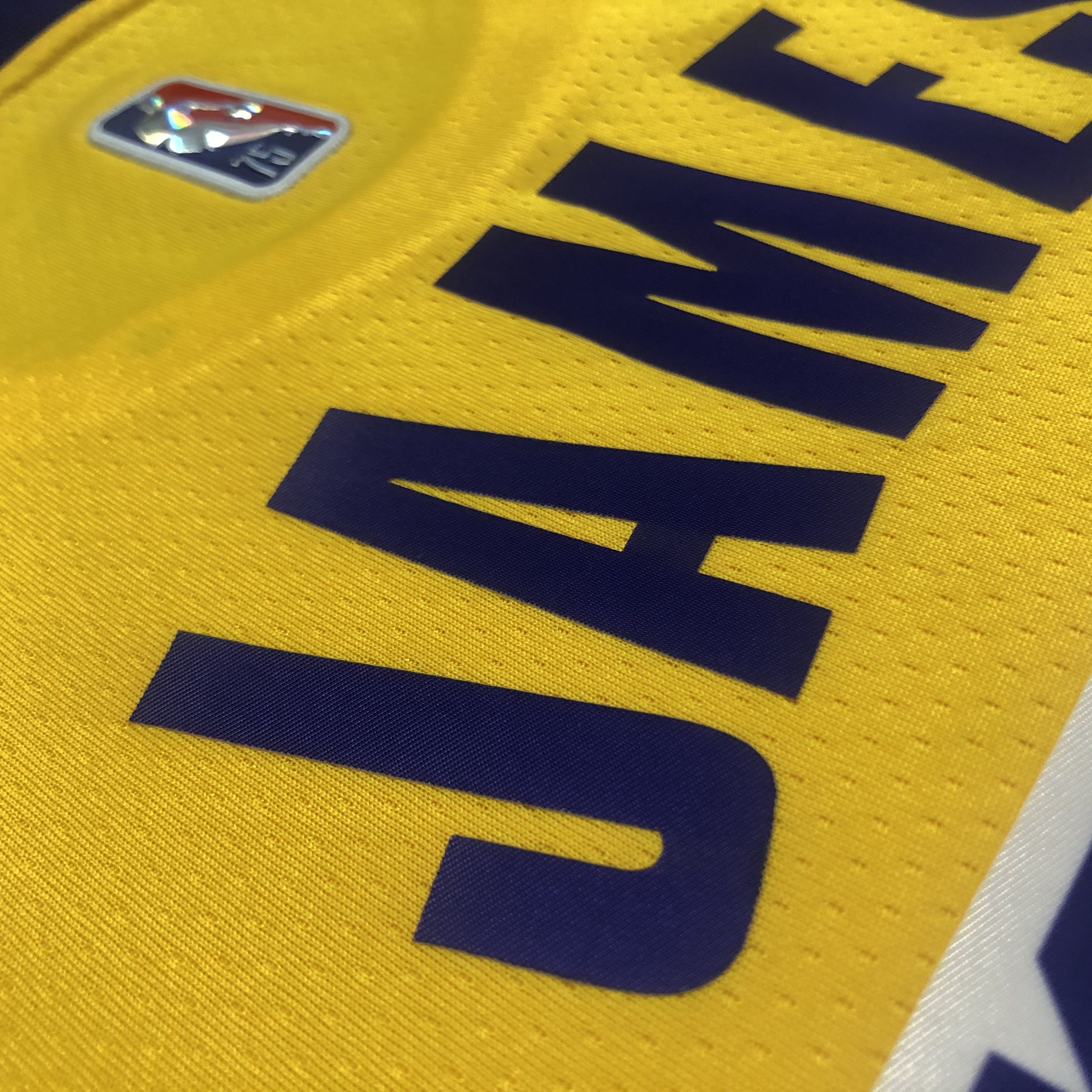 NBA 75th Anniversary Los Angeles Lakers Yellow Round Neck #23 JAMES Jersey High Quality Name and Number Print - leoleo123123