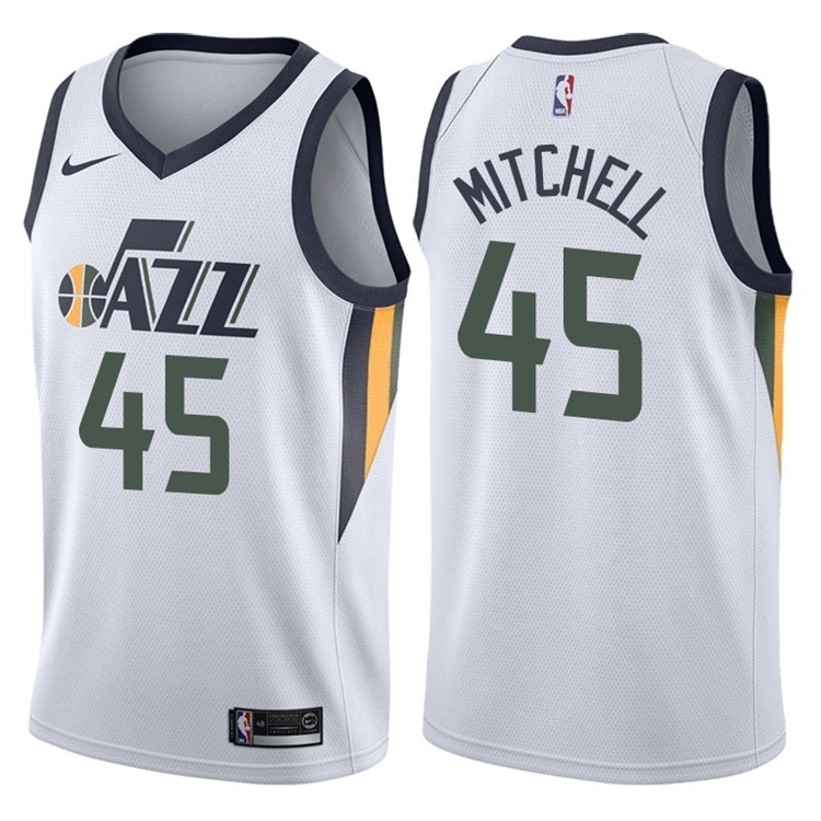 NBA Men Utah Jazz White #45 MITCHELL Jersey High Quality Name and Number Print - leoleo123123