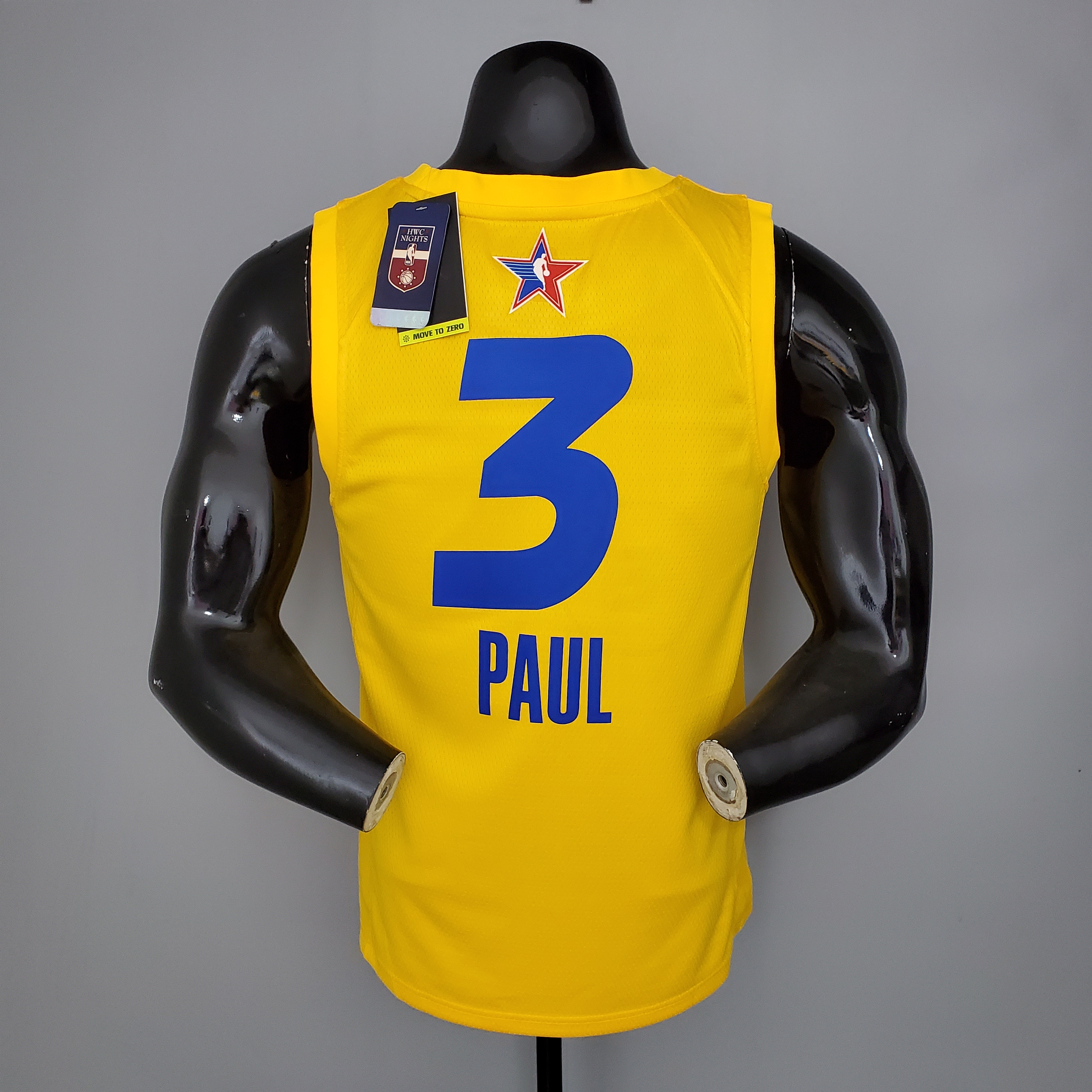 NBA Men 2021 All Star Jerseys Yellow #3 PAUL Jersey High Quality Name and Number Print - leoleo123123