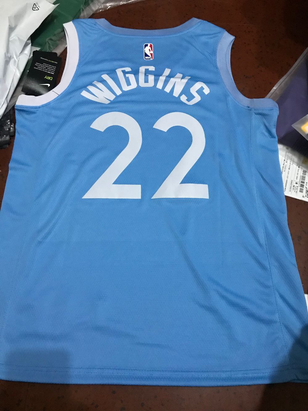 NBA Men Minnesota Timberwolves Light Blue City #22 WIGGINS Jersey High Quality Name and Number Print - leoleo123123