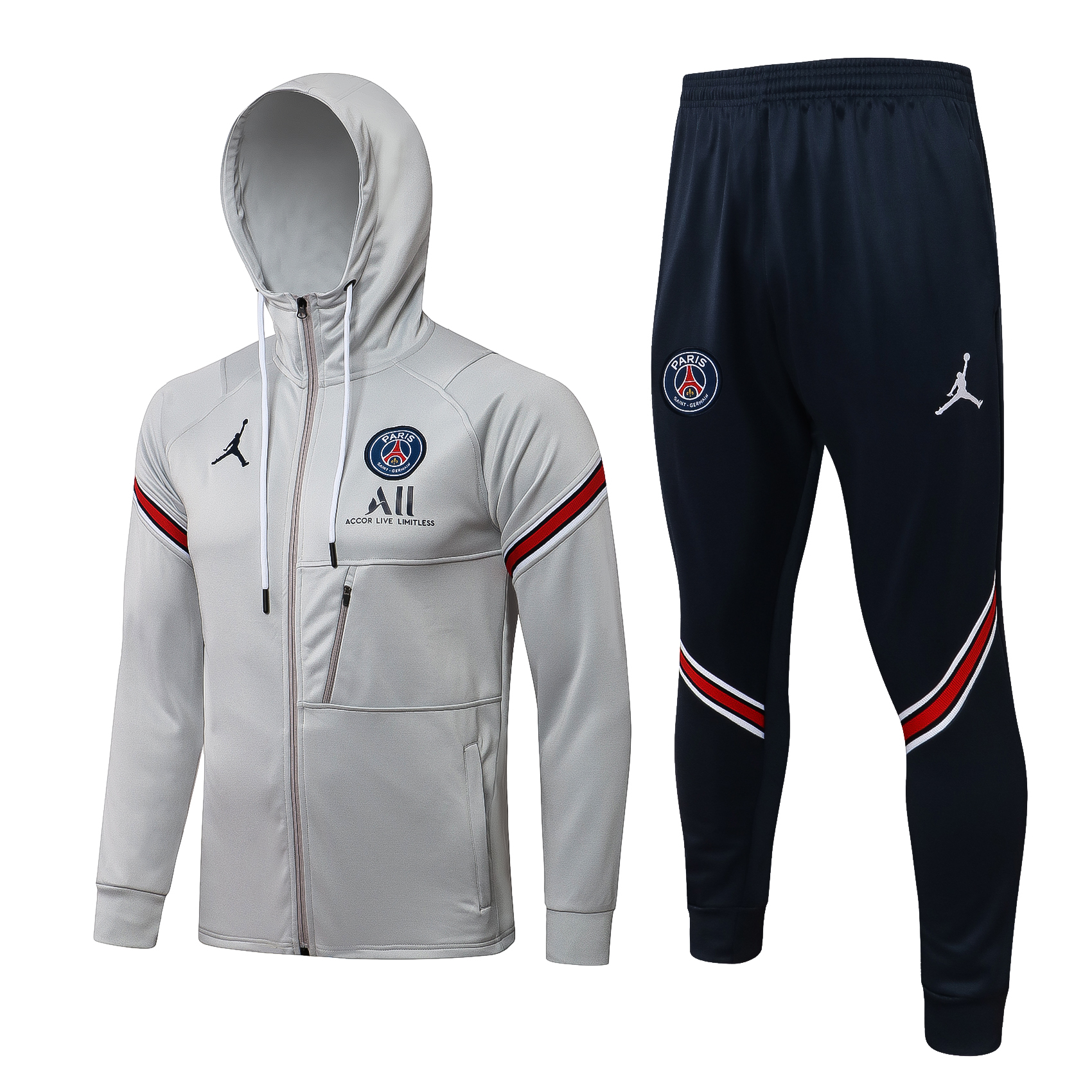 21/22 PSG Grey Jacket Tracksuit with Cap Thai Quality - leoleo123123