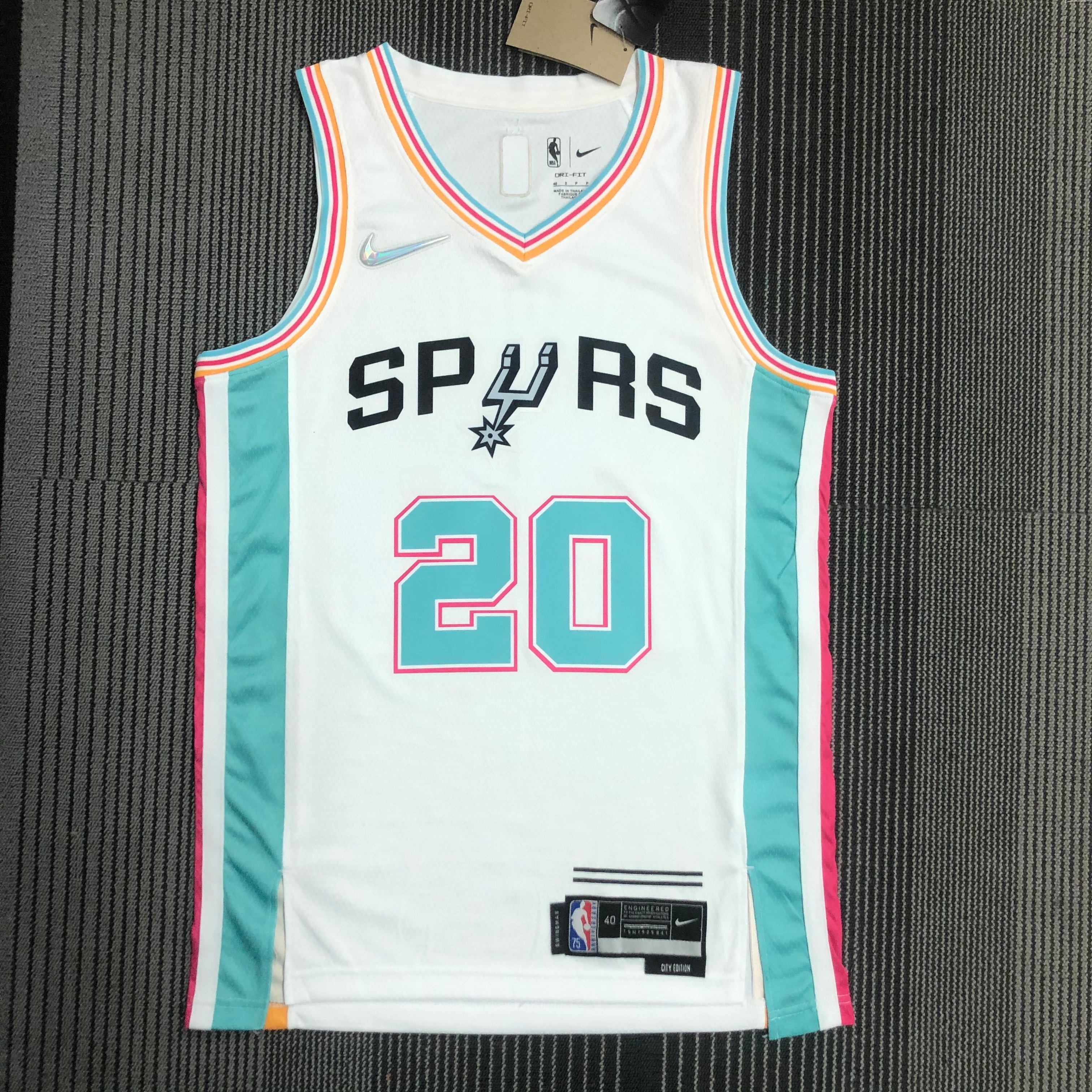NBA Men 75th Anniversary Season 2022 San Antonio Spurs White #20 GINOBILI Jersey High Quality Name and Number Print - leoleo123123