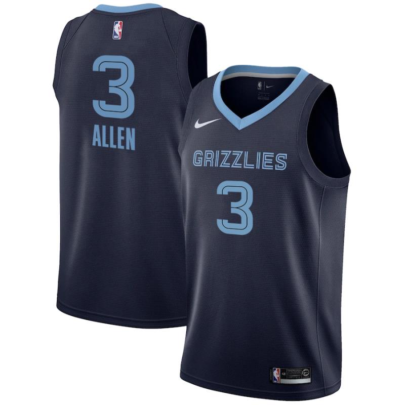 NBA Men Memphis Grizzlies Dark Blue #3 ALLEN Jersey High Quality Name and Number Print - leoleo123123