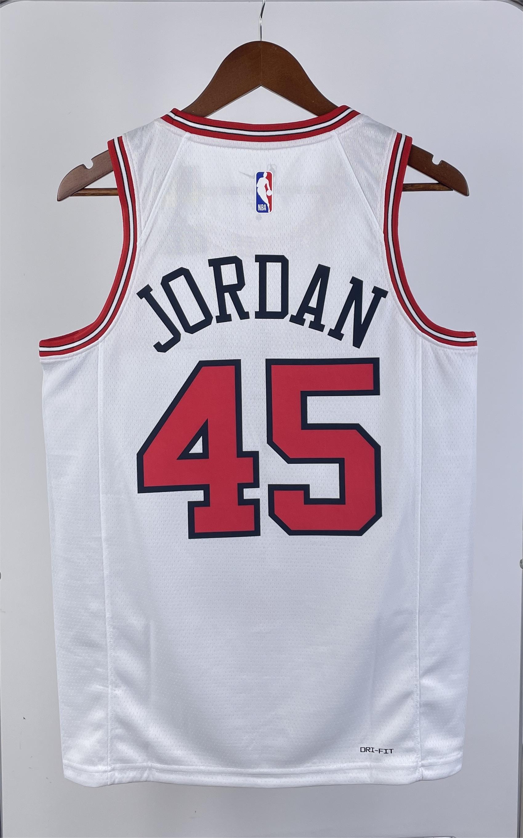 NBA Men 2023 Chicago Bulls White #45 JORDAN Jersey High Quality Name and Number Print - leoleo123123