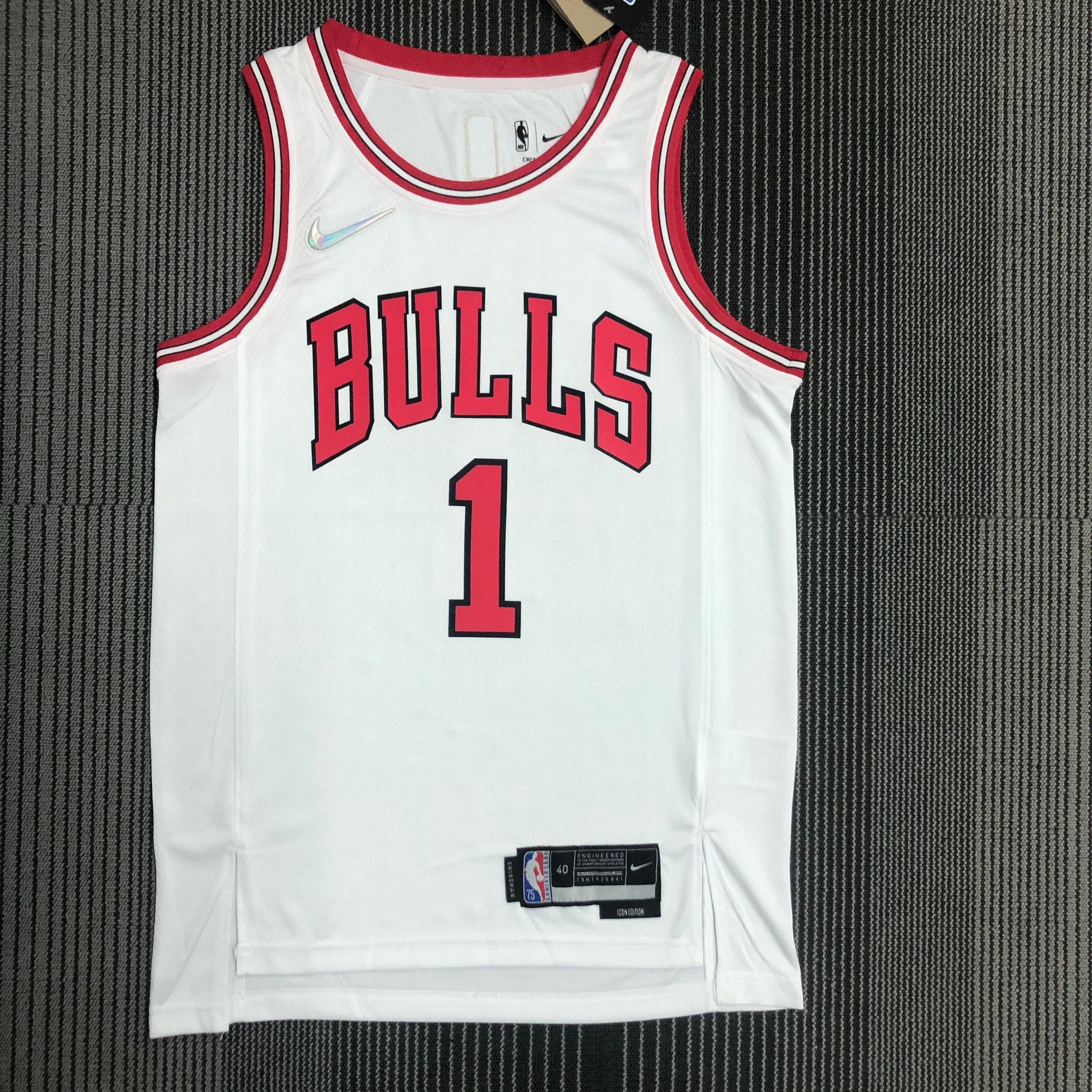 NBA Men 75th Anniversary Chicago Bulls White #1 ROSE Jersey High Quality Name and Number Print - leoleo123123