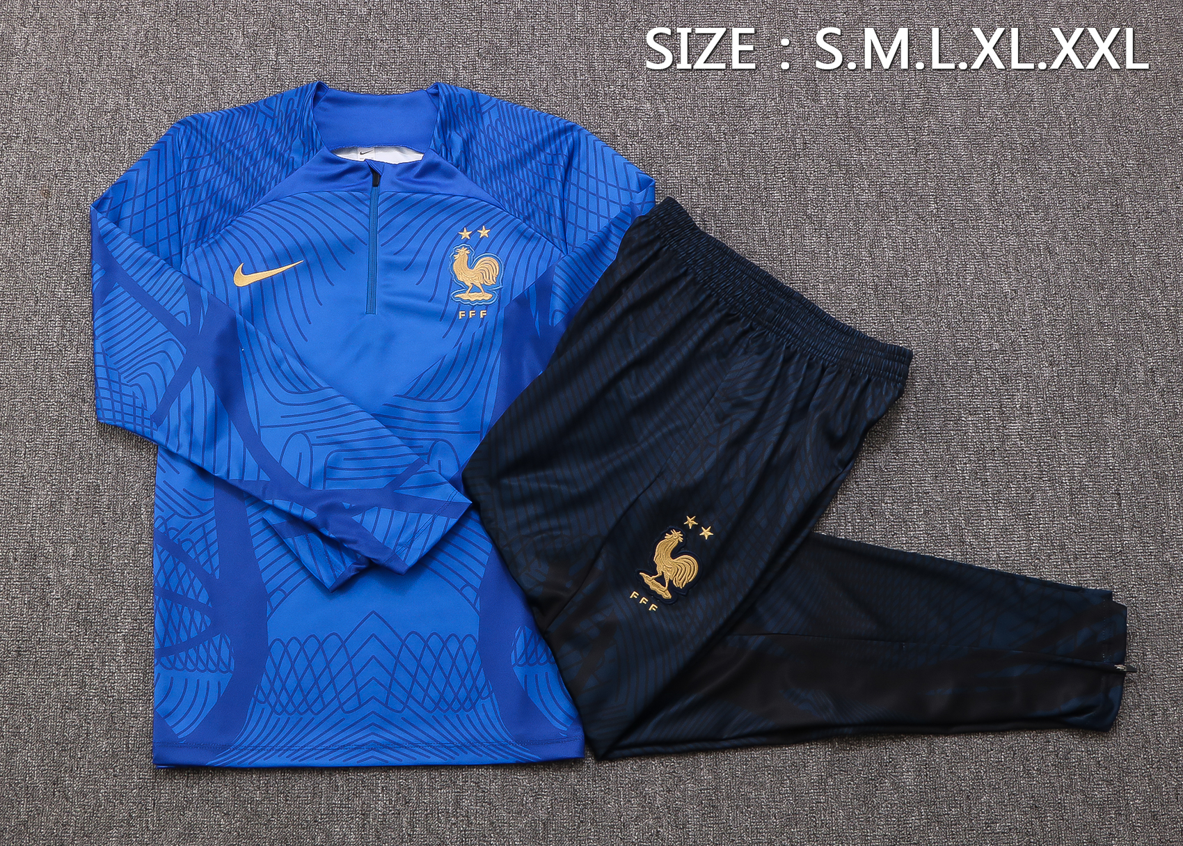 22-23 France Blue Sweater Tracksuit with Ink-jet Printing Thai Quality - leoleo123123