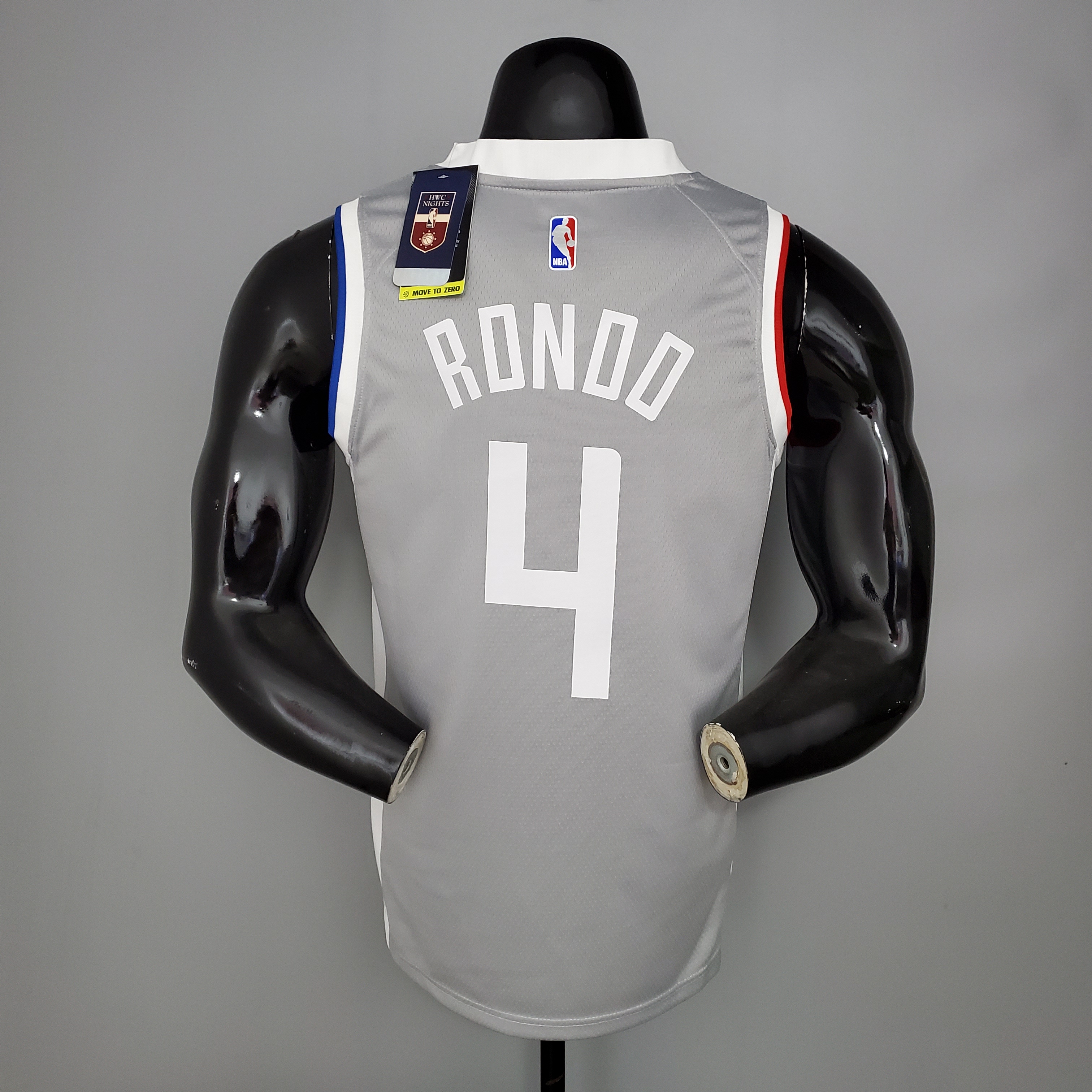 NBA Season 2021 Men Los Angeles Clippers Grey Awarding Version #4 RONDO Jersey High Quality Name and Number Print - leoleo123123