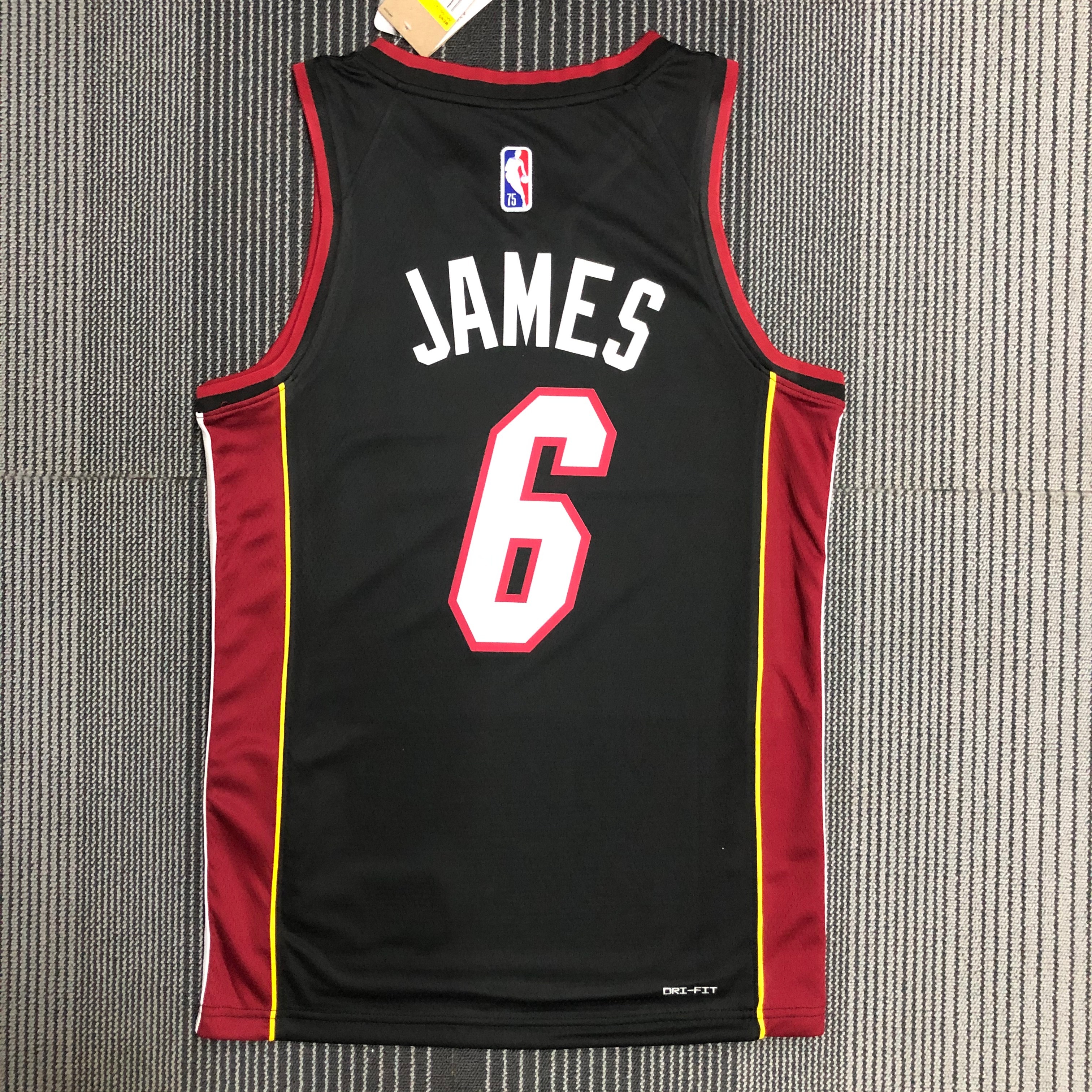 NBA Men 75th Anniversary Miami Heat Black #6 JAMES Jersey High Quality Name and Number Print - leoleo123123