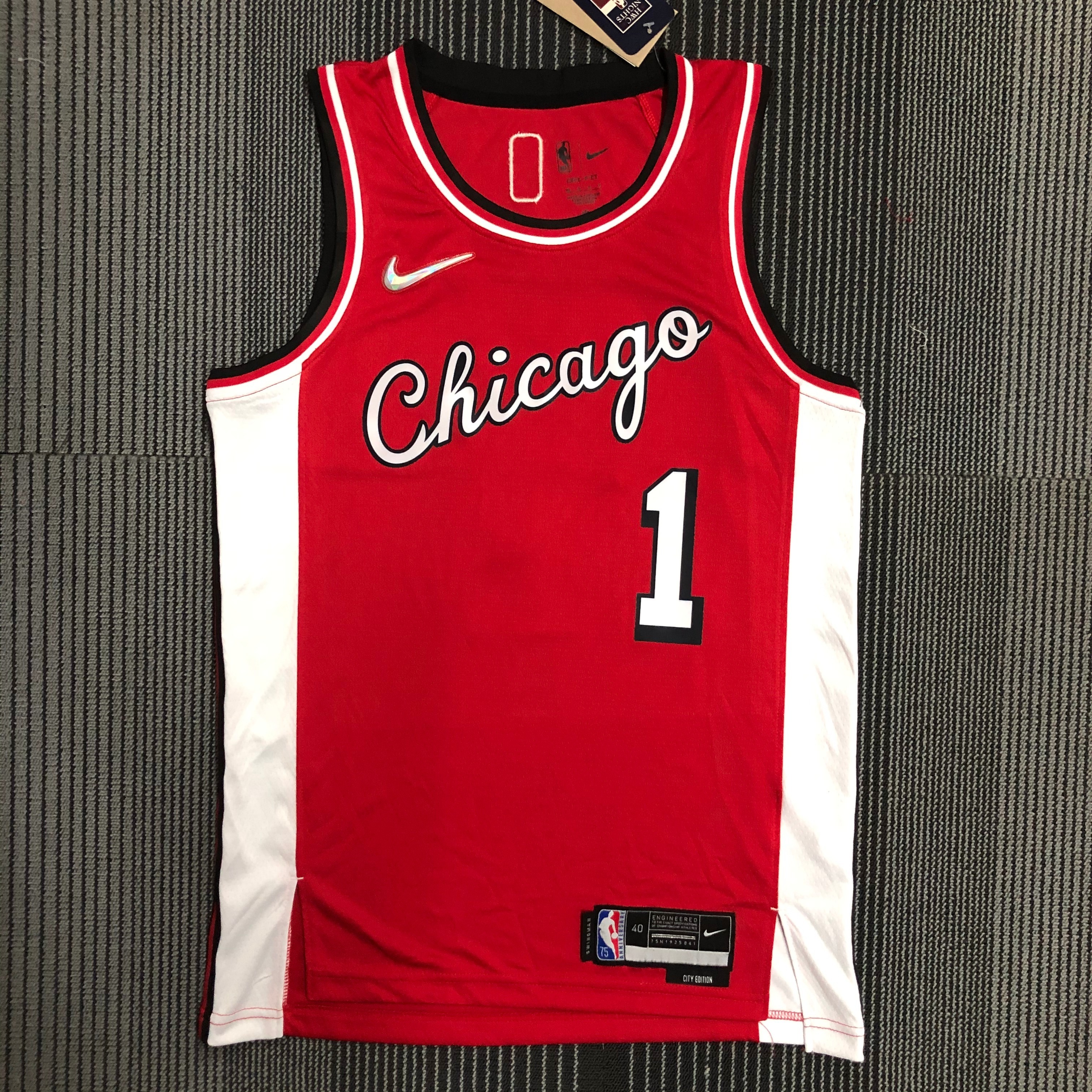 NBA Men 75th Anniversary Season 2022 Chicago Bulls Red #1 ROSE Jersey High Quality Name and Number Print - leoleo123123