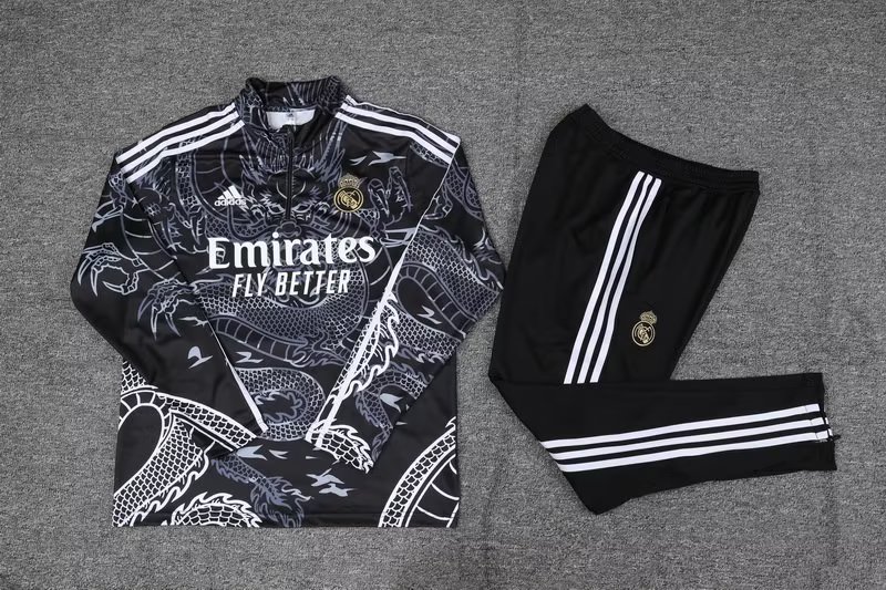 23/24 Real Madrid Black Sweater Tracksuit Thai Quality - leoleo123123
