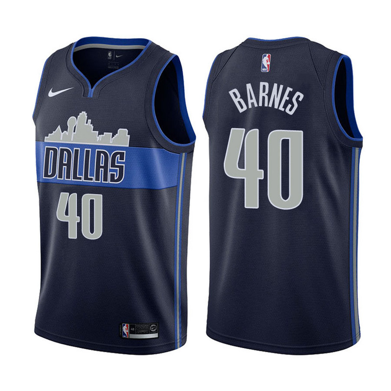 NBA Men Dallas Mavericks Dark Blue with Snow Mountain #40 BARNES Jersey High Quality Name and Number Print - leoleo123123