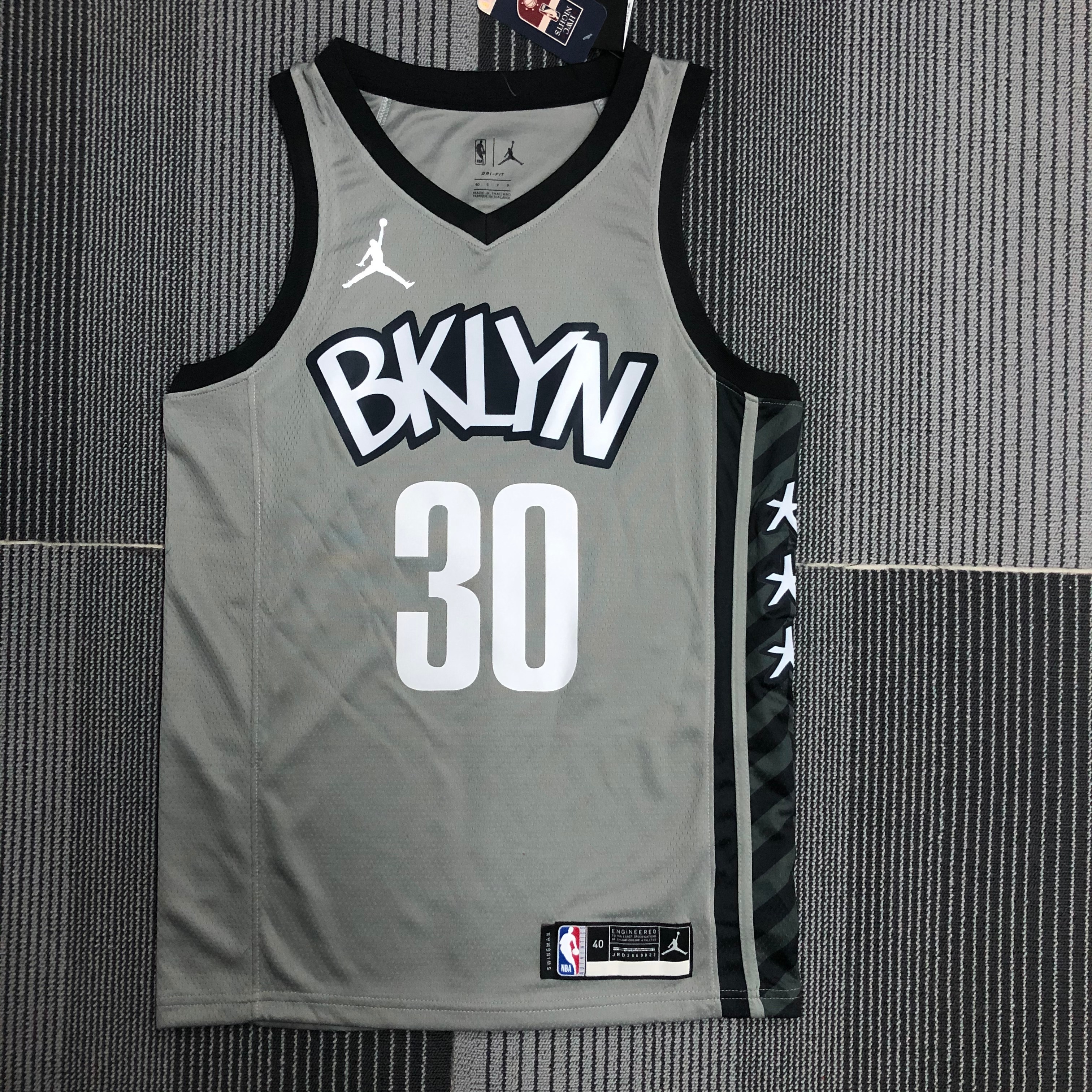 NBA Men 75th Anniversary Brooklyn Nets Grey with Jordan Logo #30 CURRY Jersey High Quality Name and Number Print - leoleo123123