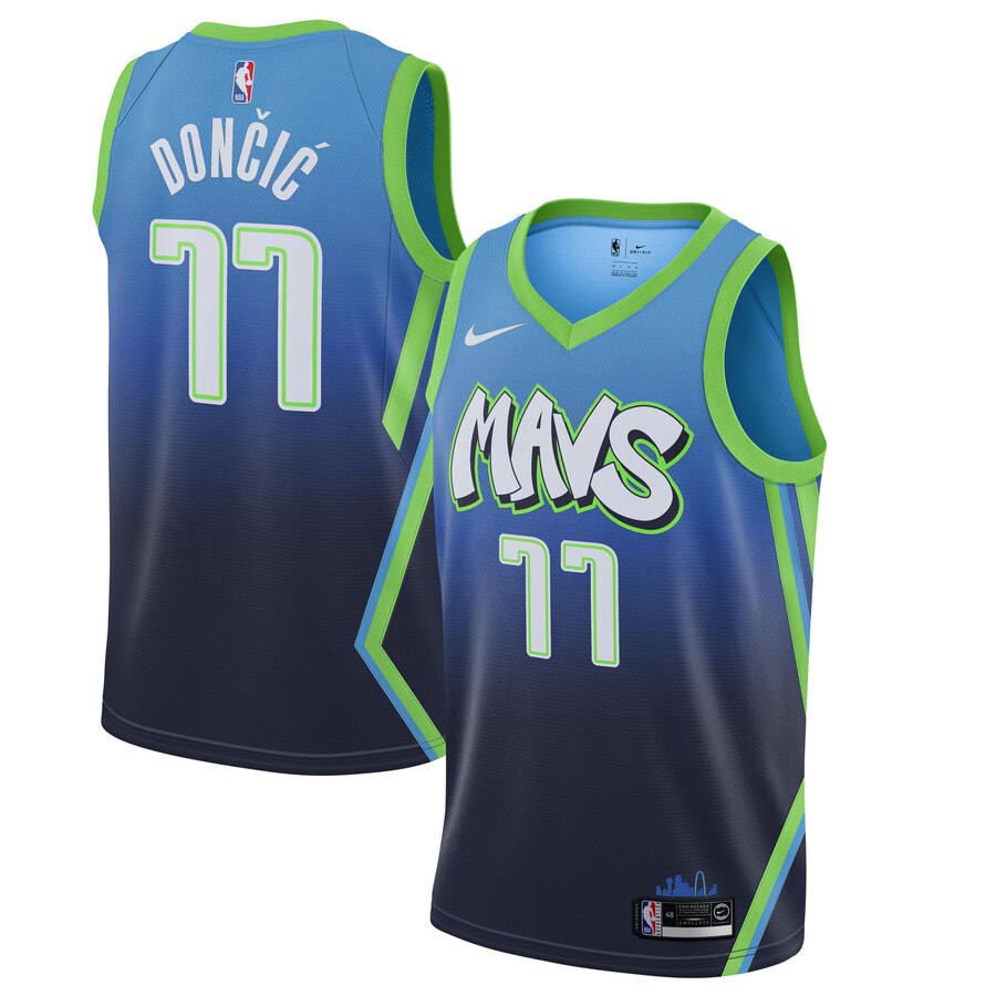 NBA Men Dallas Mavericks Gradient Blue #77 DONCIC Jersey High Quality Name and Number Print - leoleo123123