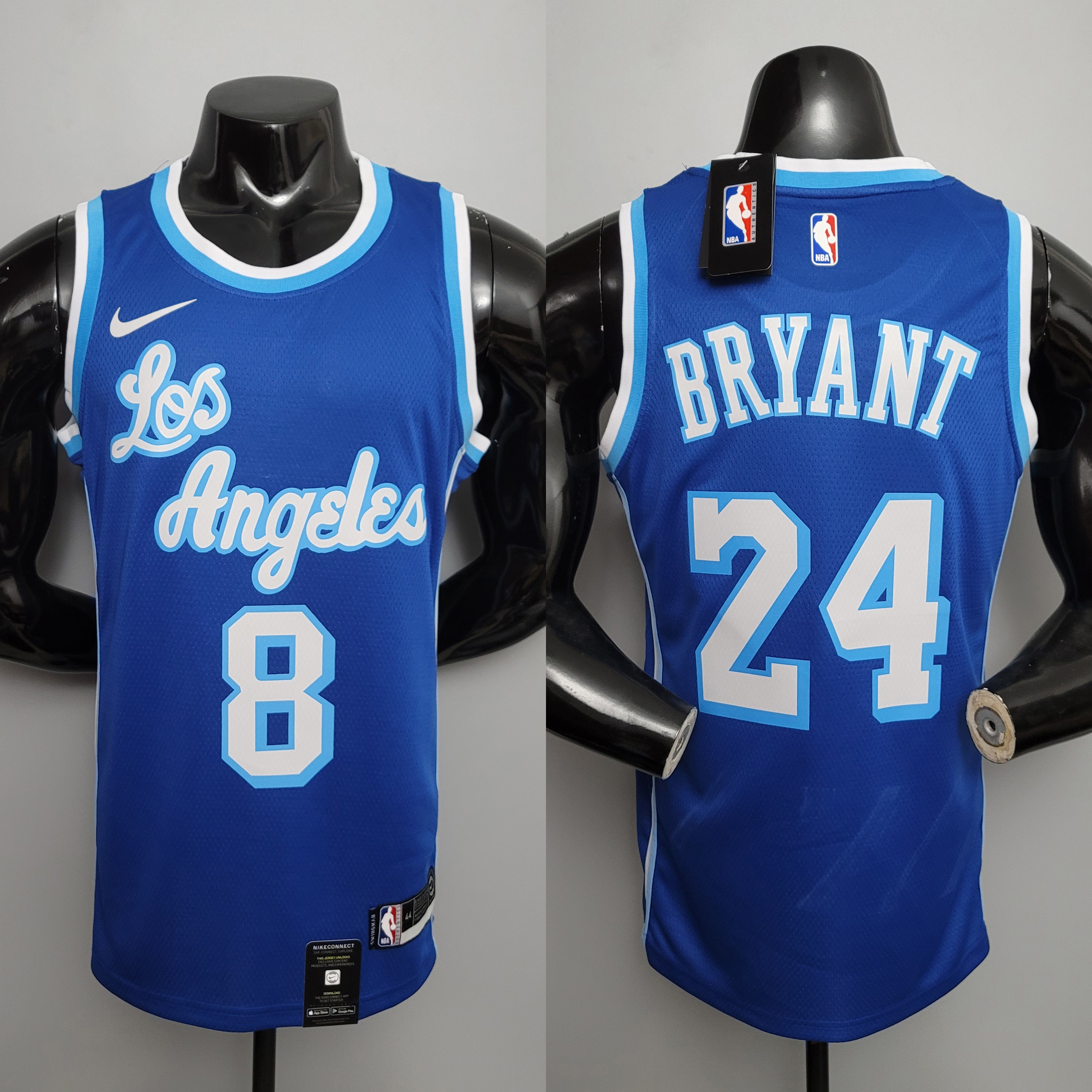 NBA Men Los Angeles Lakers Retro in Latin #8&24 BRYANT Blue Round Neck Jersey High Quality Name and Number Print - leoleo123123