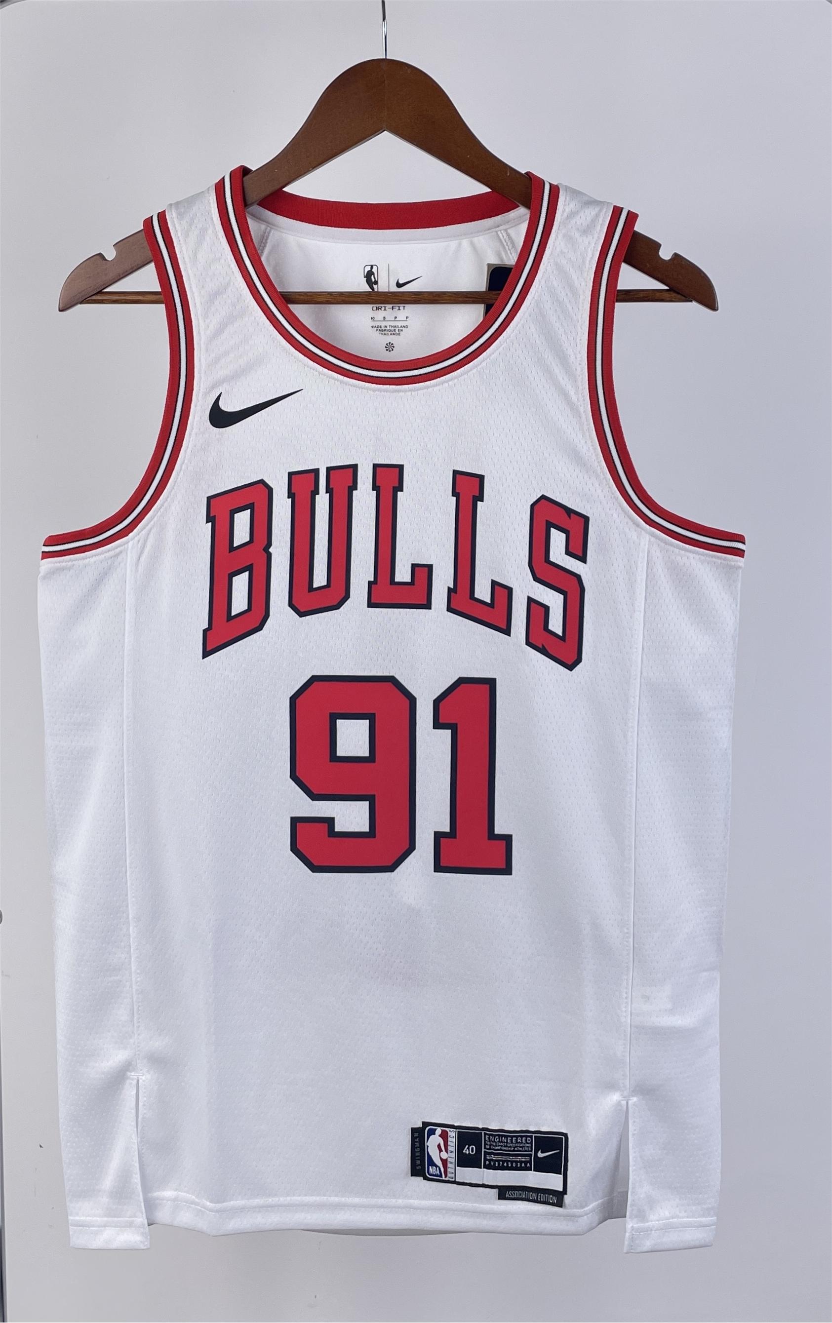 NBA Men 2023 Chicago Bulls White #91 RODMAN Jersey High Quality Name and Number Print - leoleo123123