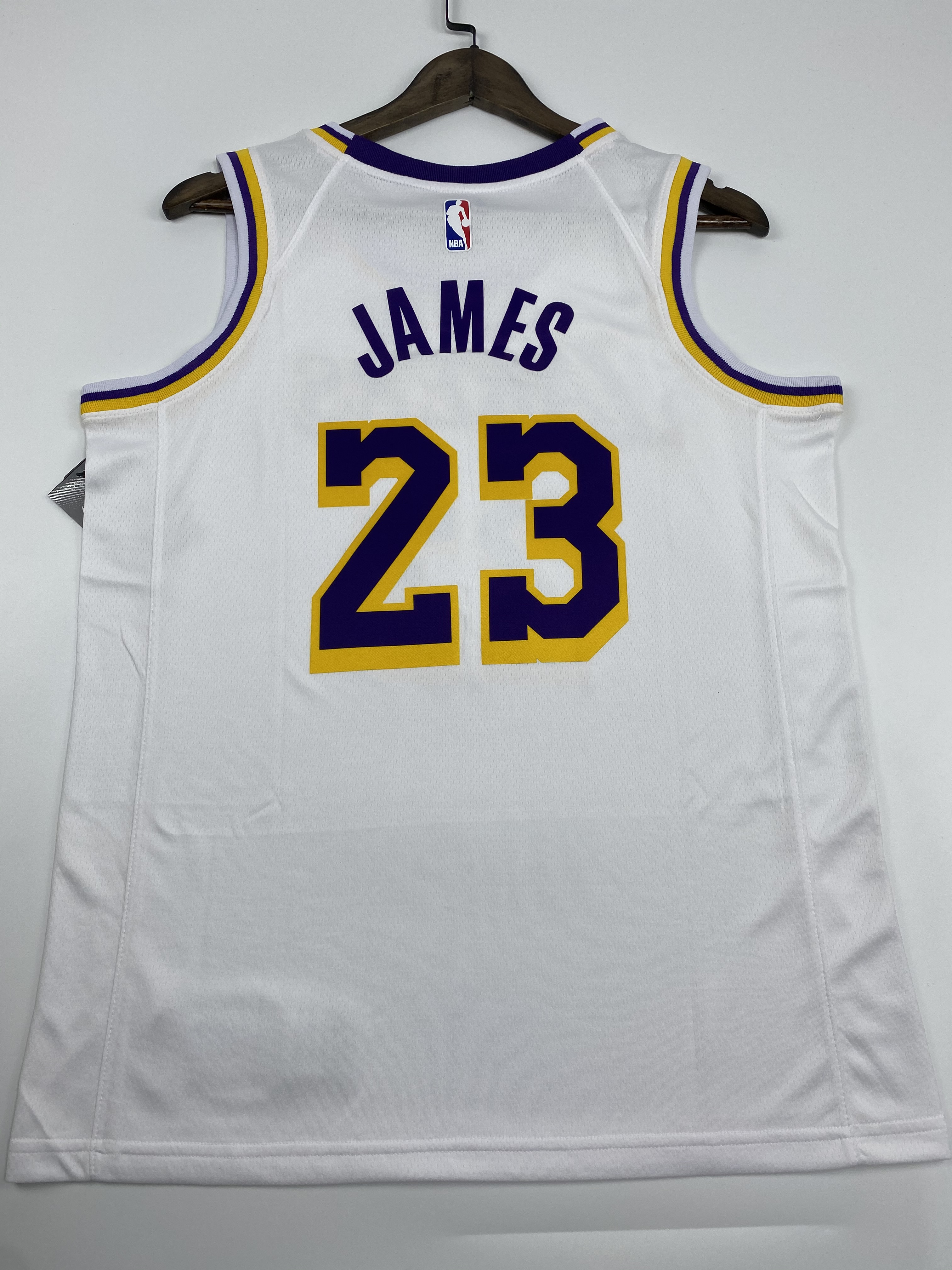 NBA Men Los Angeles Lakers #23 JAMES Retro White Round Neck Jersey High Quality Name and Number Print - leoleo123123