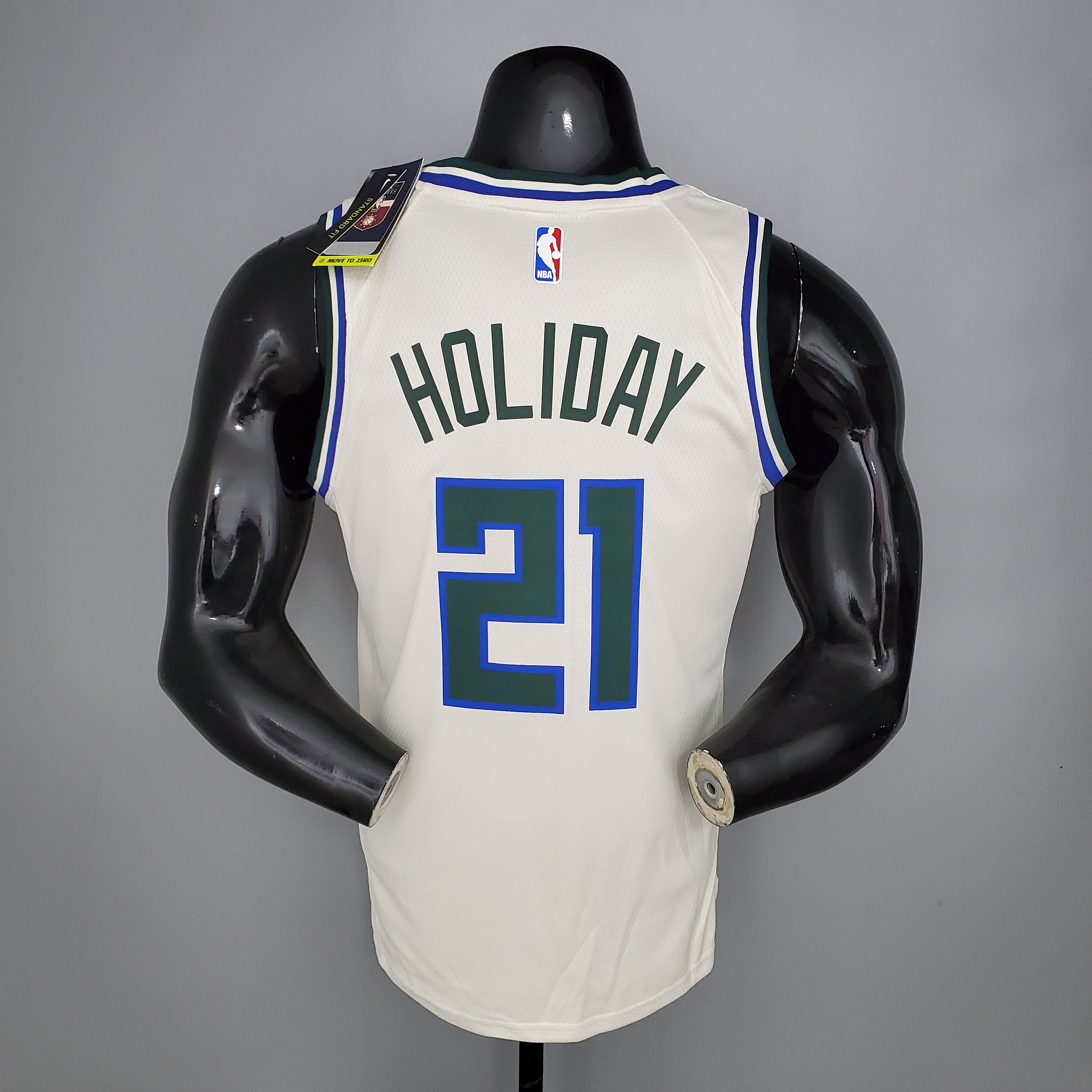NBA Men Milwaukee Bucks Beige City #21 HOLIDAY Jersey High Quality Name and Number Print - leoleo123123