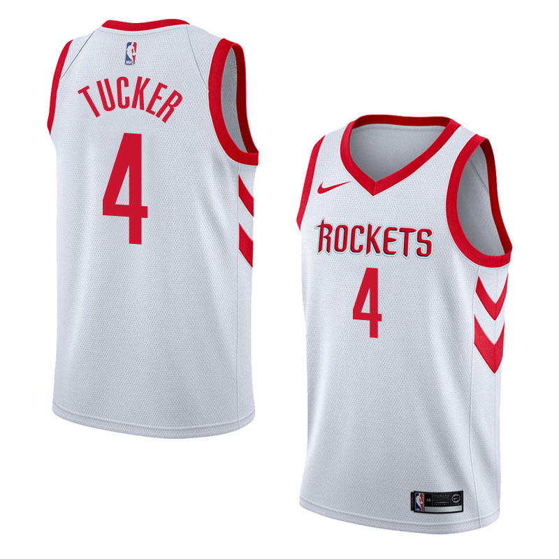 NBA Men Houston Rockets White #4 TUCKER Jersey High Quality Name and Number Print - leoleo123123