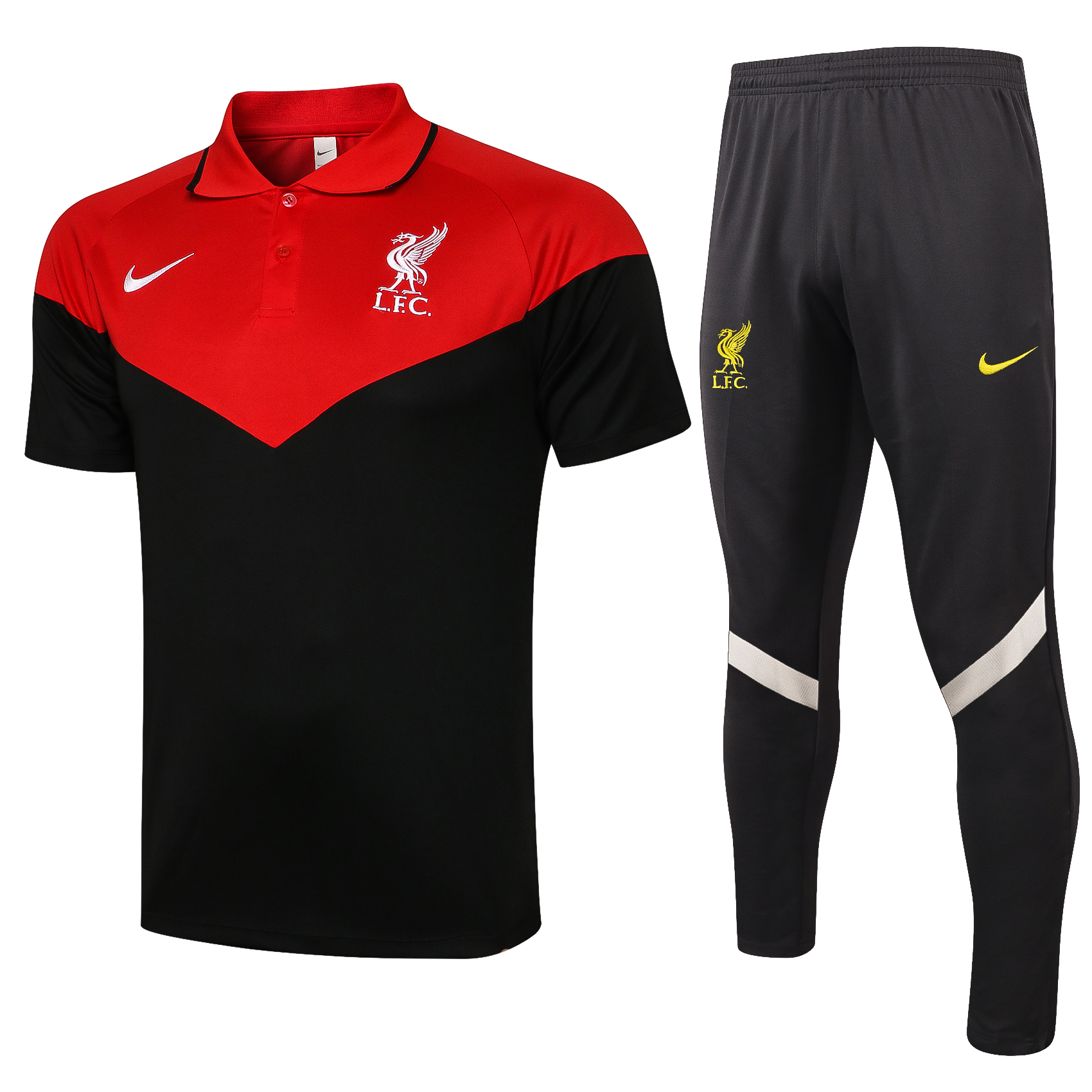 21-22 Liverpool Black Polo Training Tracksuit Thai Quality---Short Polo and Long Pant - leoleo123123