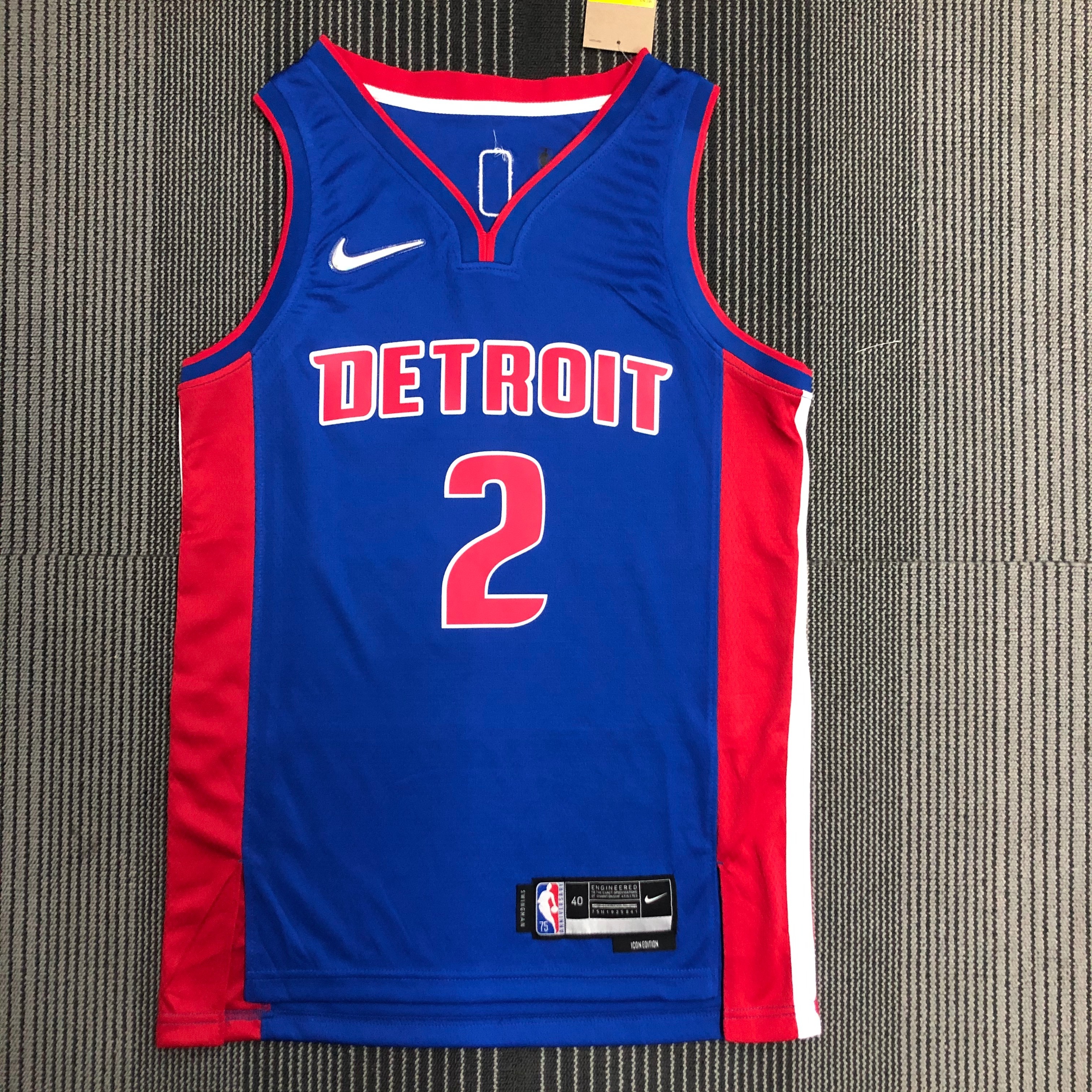 NBA 75th Anniversary Detroit Pistons Blue #2 CUNNINGHAM Jersey High Quality Name and Number Print - leoleo123123