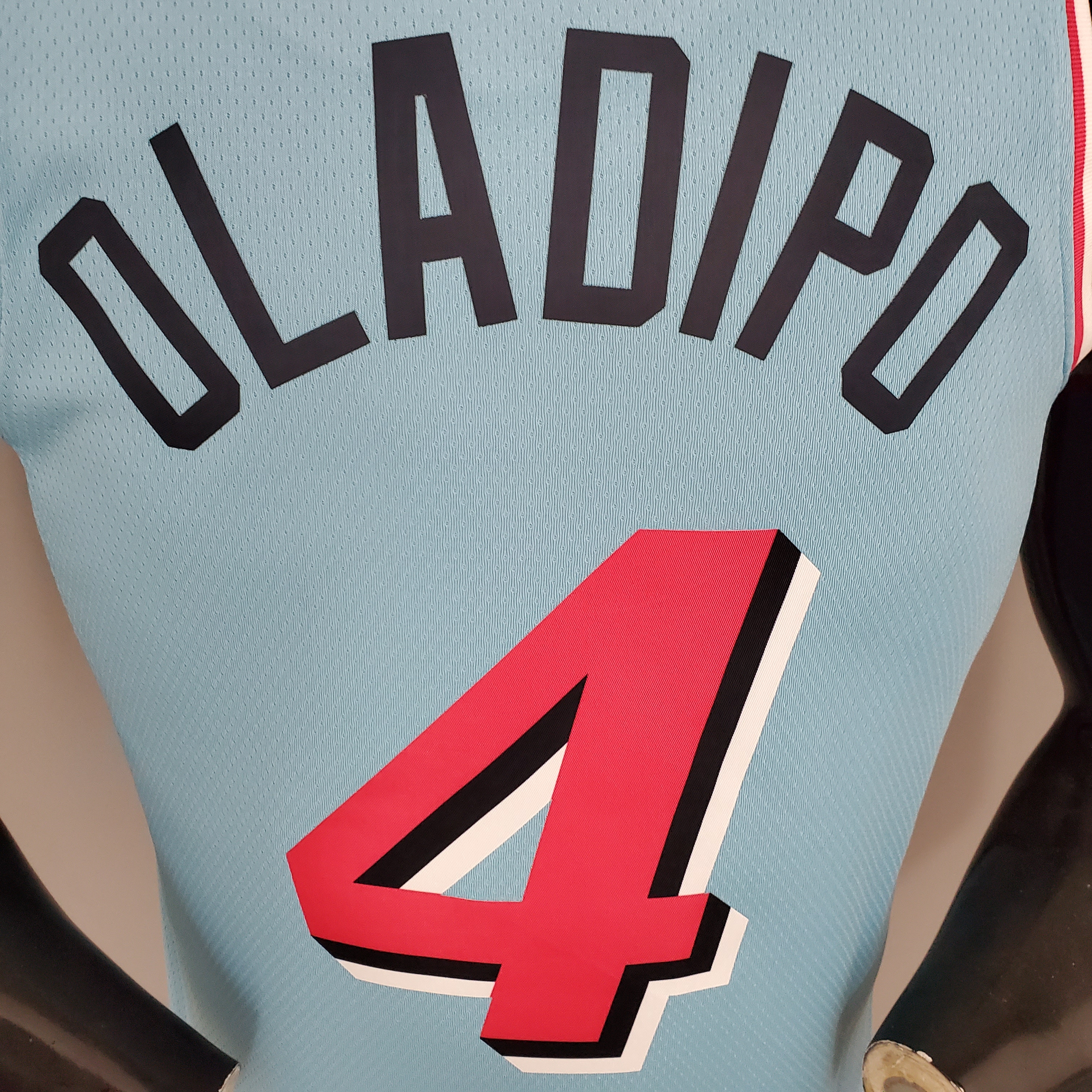 NBA Men Miami Heat Blue City #4 OLADIPO Jersey High Quality Name and Number Print - leoleo123123