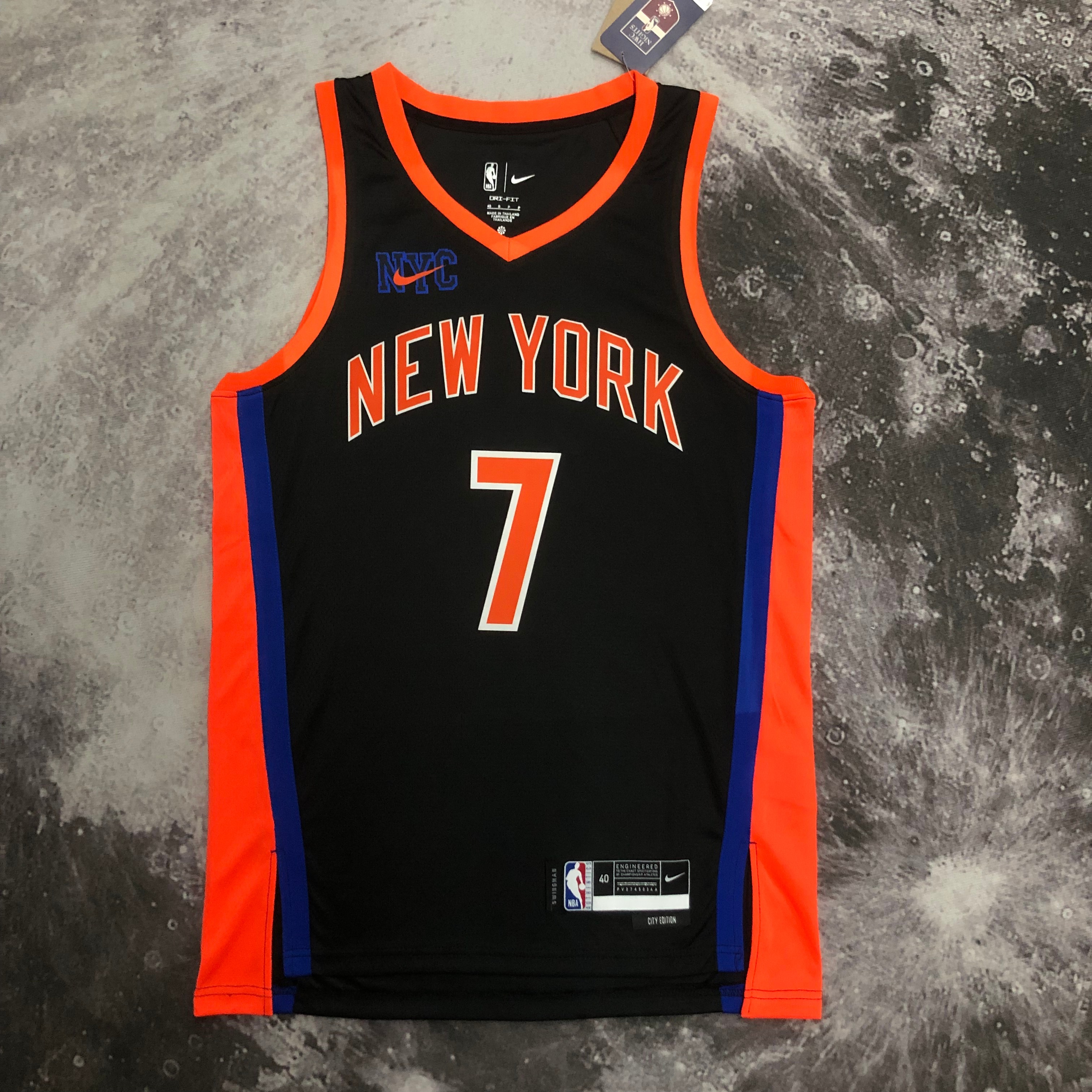 NBA Men 2023 New York Knicks Black #7 ANTHONY Jersey High Quality Name and Number Print - leoleo123123
