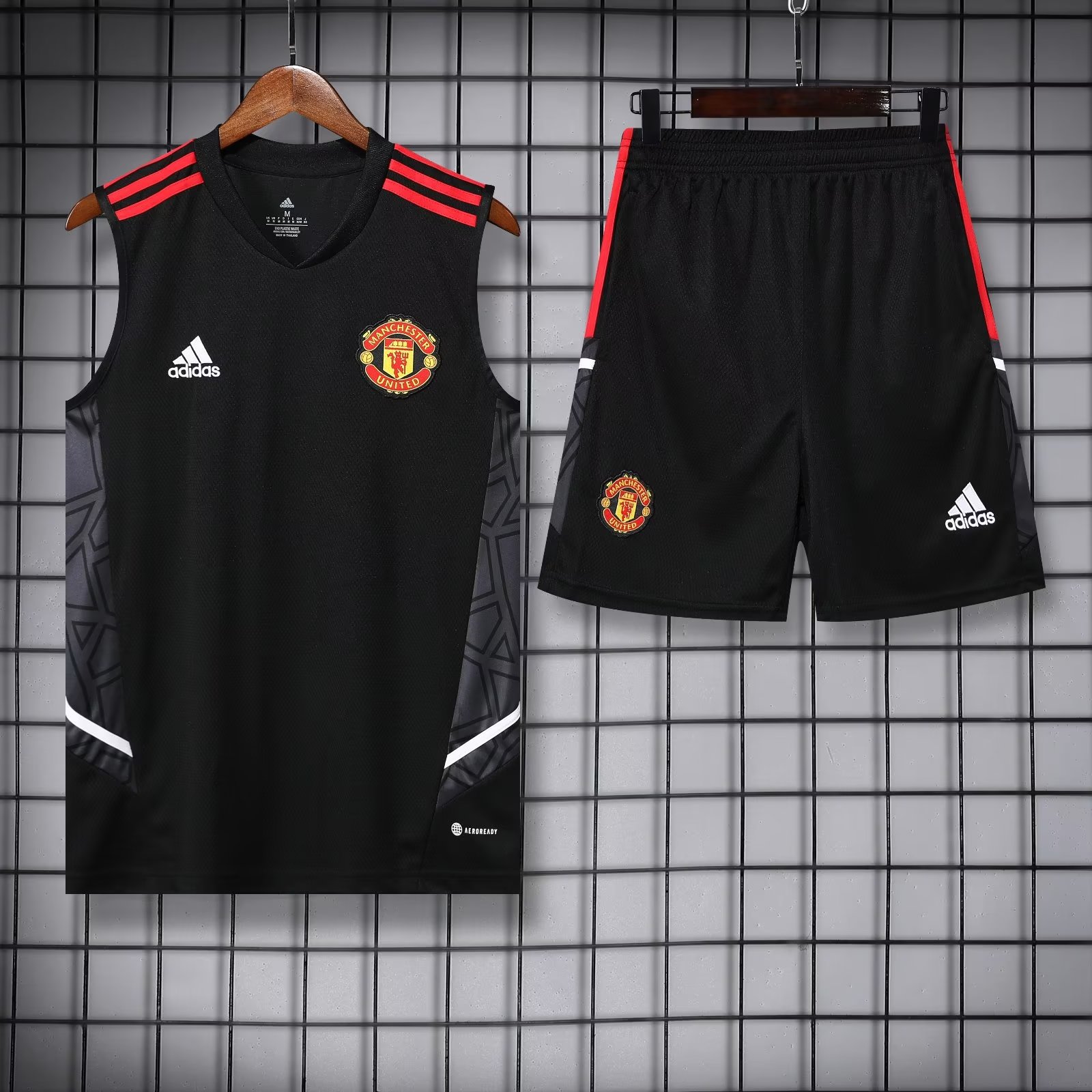 22/23 Manchester United Black Vest Training Tracksuit - leoleo123123