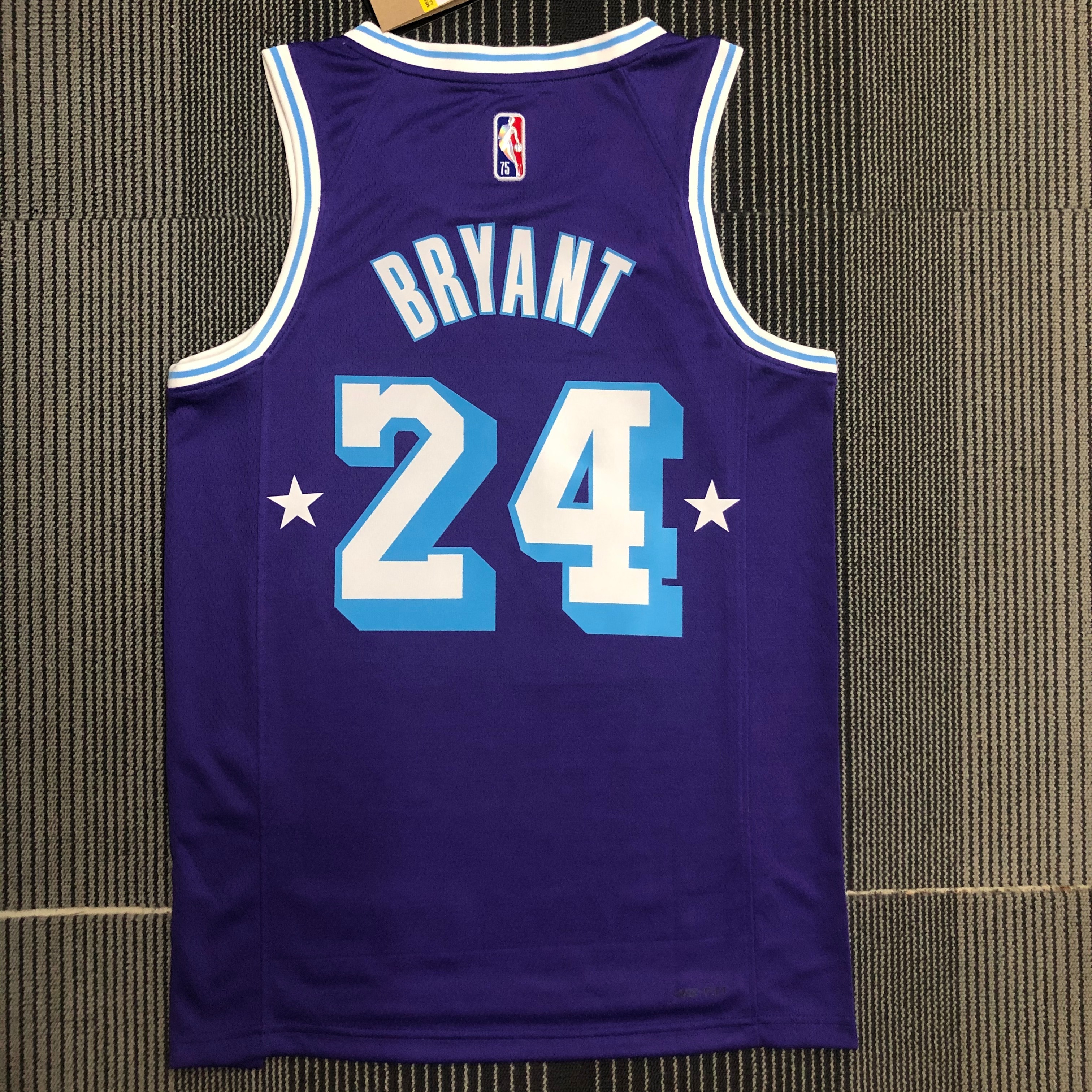NBA Season 2022 75th Anniversary Los Angeles Lakers Purple Round Neck #24 BRYANT Jersey High Quality Name and Number Print - leoleo123123