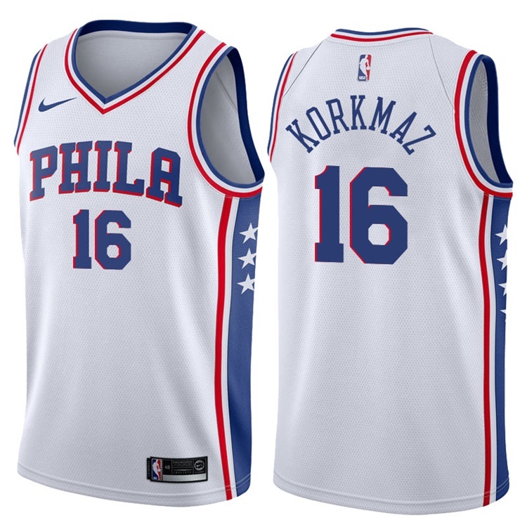 NBA Men Philadelphia 76ers White #16 KORKMAZ Jersey High Quality Name and Number Print - leoleo123123