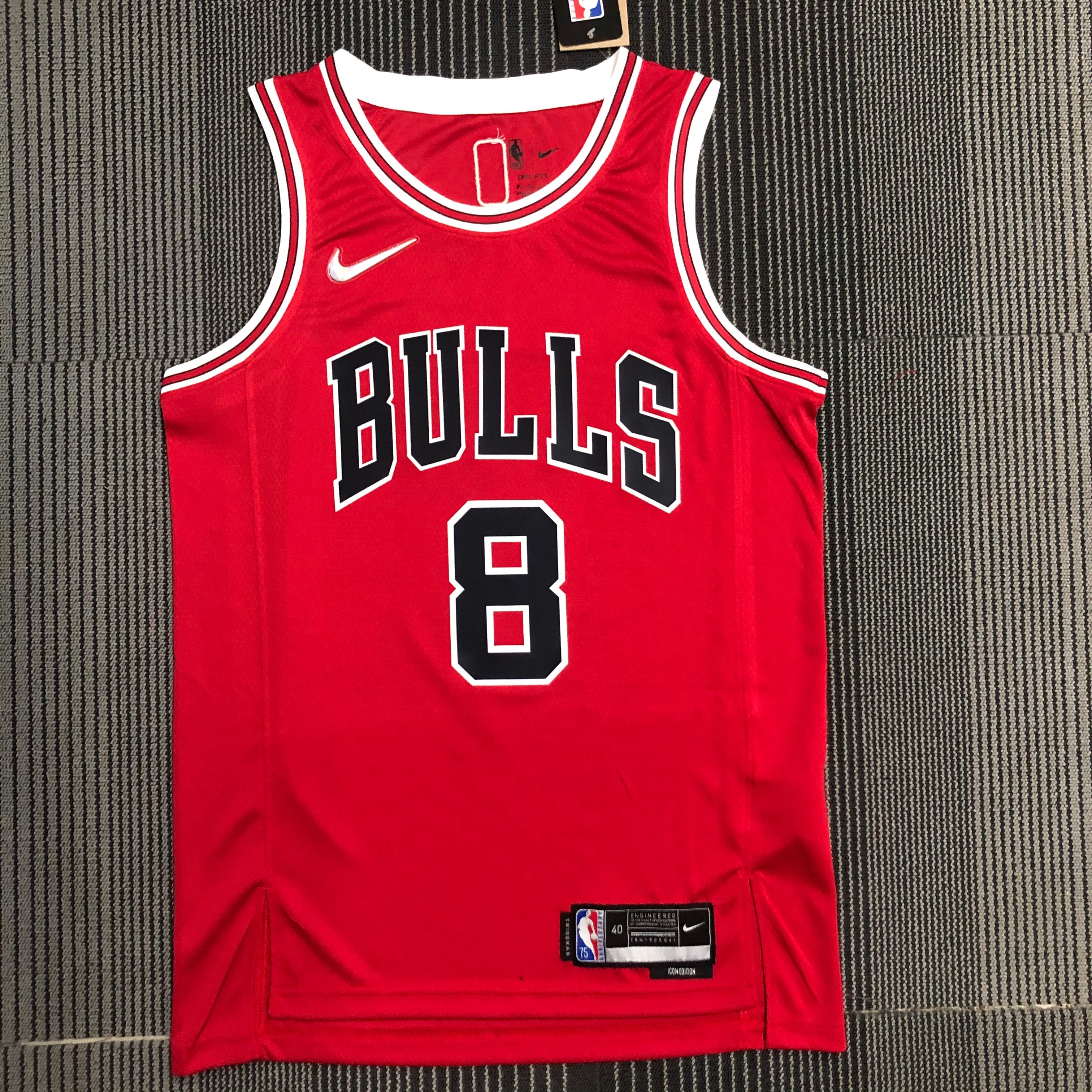NBA Men 75th Anniversary Chicago Bulls Red #8 LAVINE Jersey High Quality Name and Number Print - leoleo123123