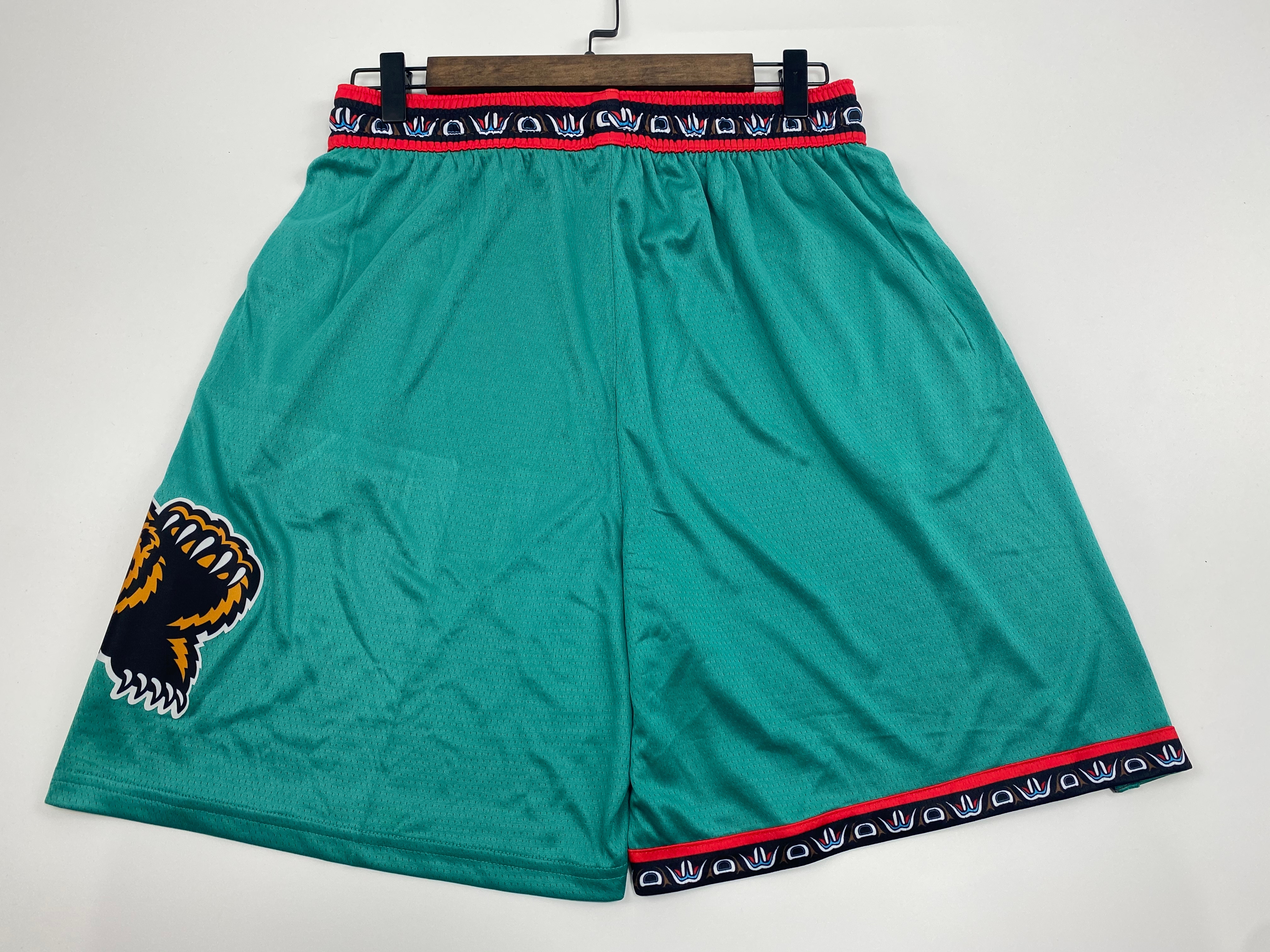 NBA Men Memphis Grizzlies Retro Green Pant Short High Quality Name and Number Print - leoleo123123