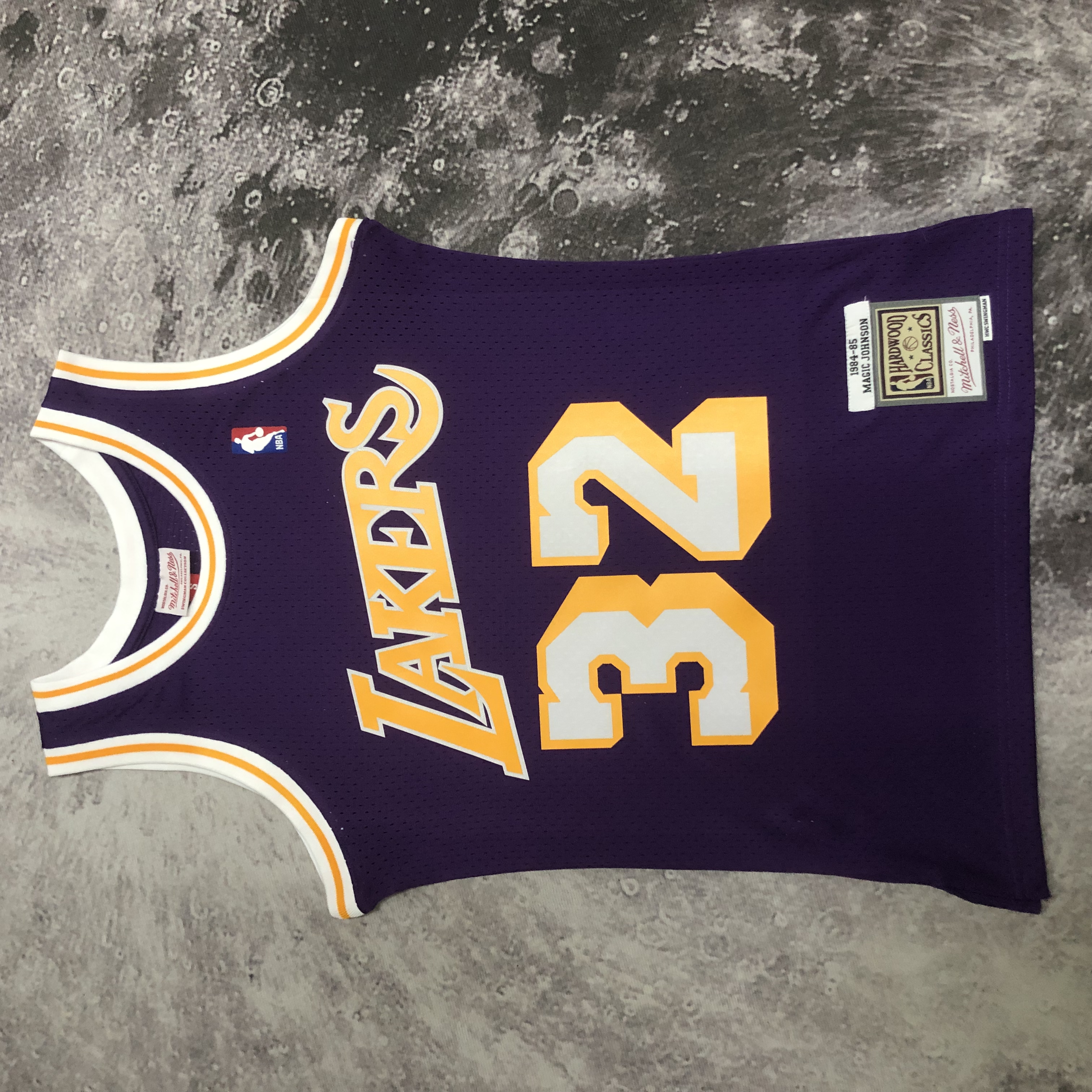NBA Men Season 84-85 Los Angeles Lakers Purple #32 JOHNSON Jersey High Quality Name and Number Print - leoleo123123
