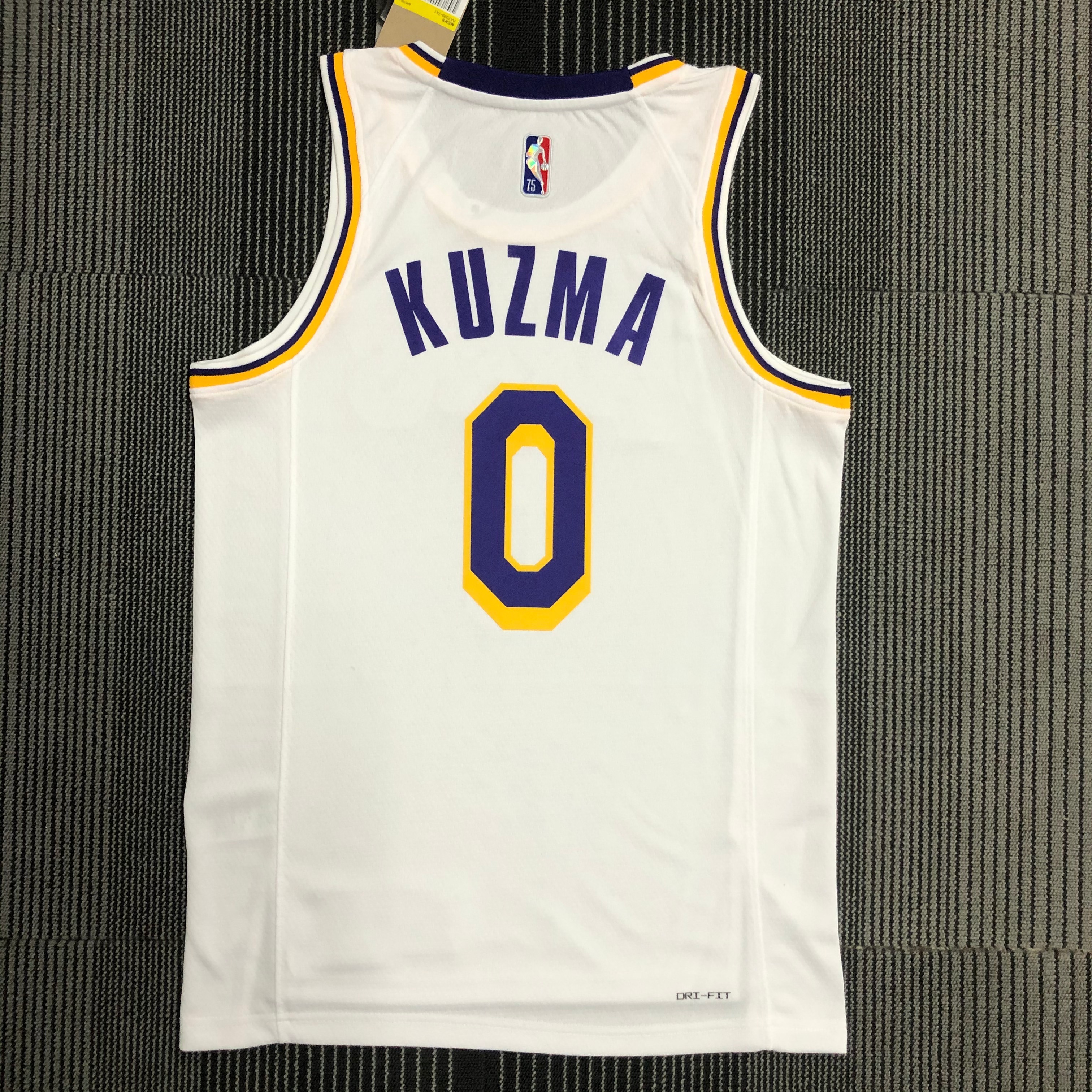 NBA 75th Anniversary Los Angeles Lakers White Round Neck #0 KUZMA Jersey High Quality Name and Number Print - leoleo123123