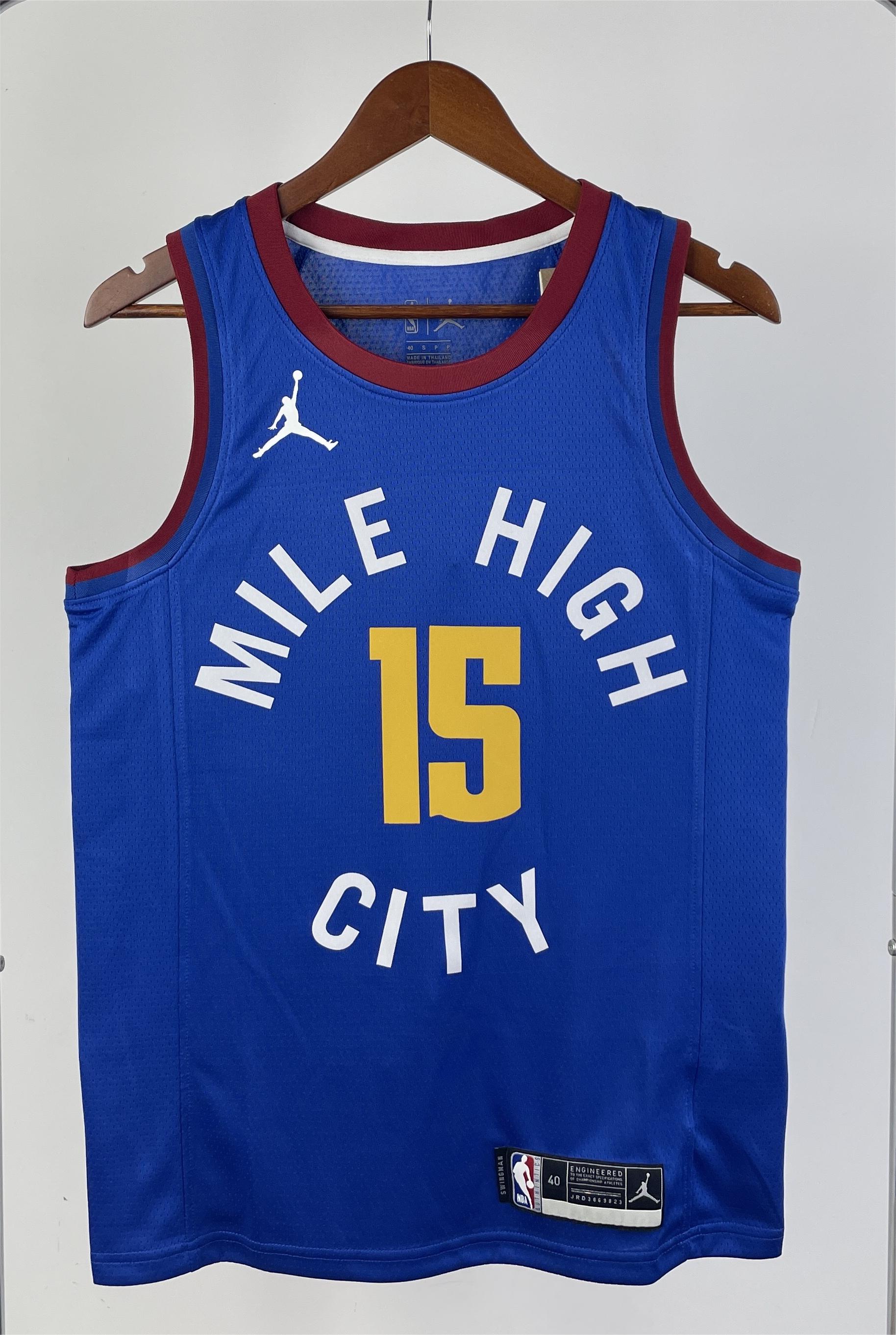 NBA Men Season 2021 Denver Nuggets Blue with Jordan Logo #15 JOKIC Jersey High Quality Name and Number Print - leoleo123123