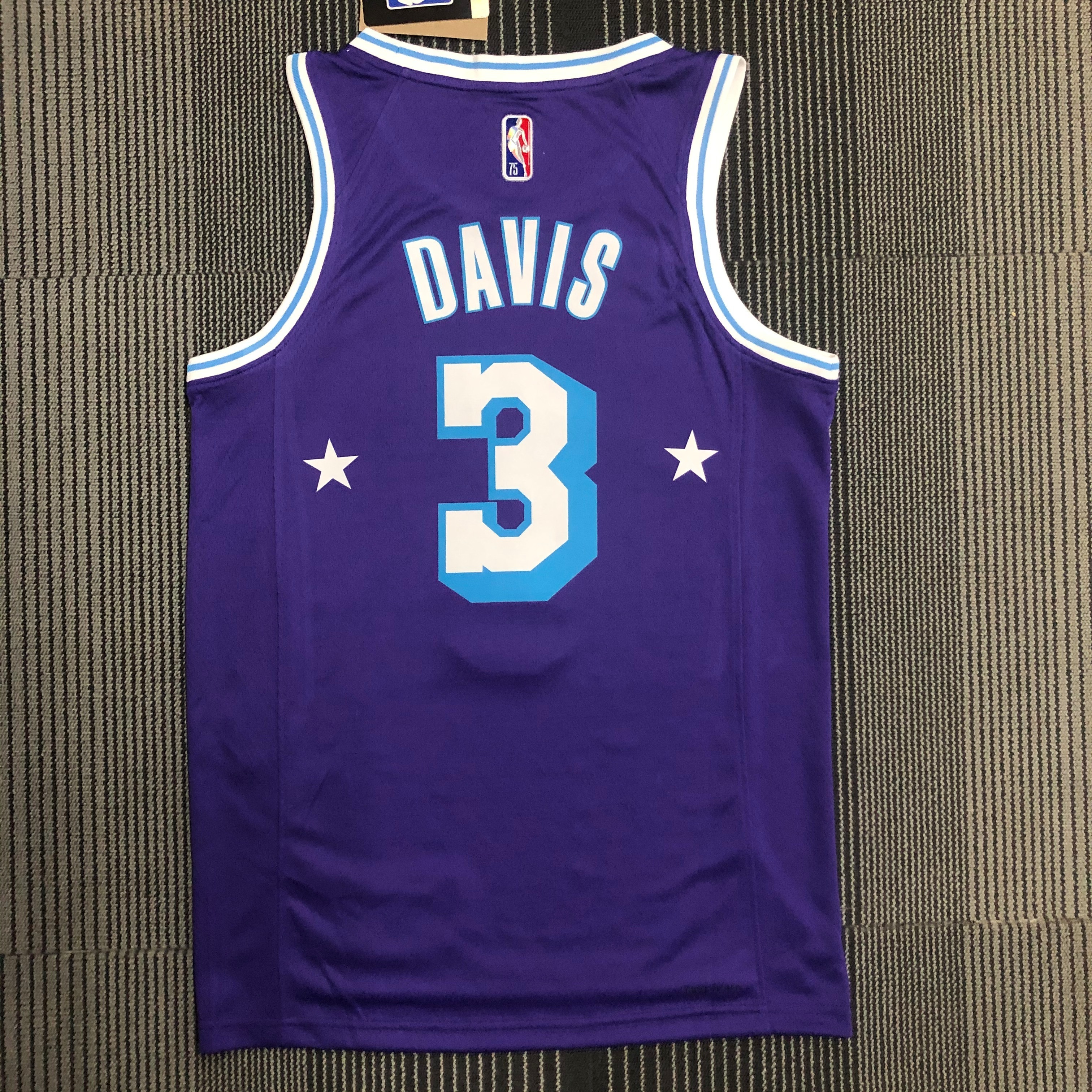 NBA Season 2022 75th Anniversary Los Angeles Lakers Purple Round Neck #3 DAVIS Jersey High Quality Name and Number Print - leoleo123123