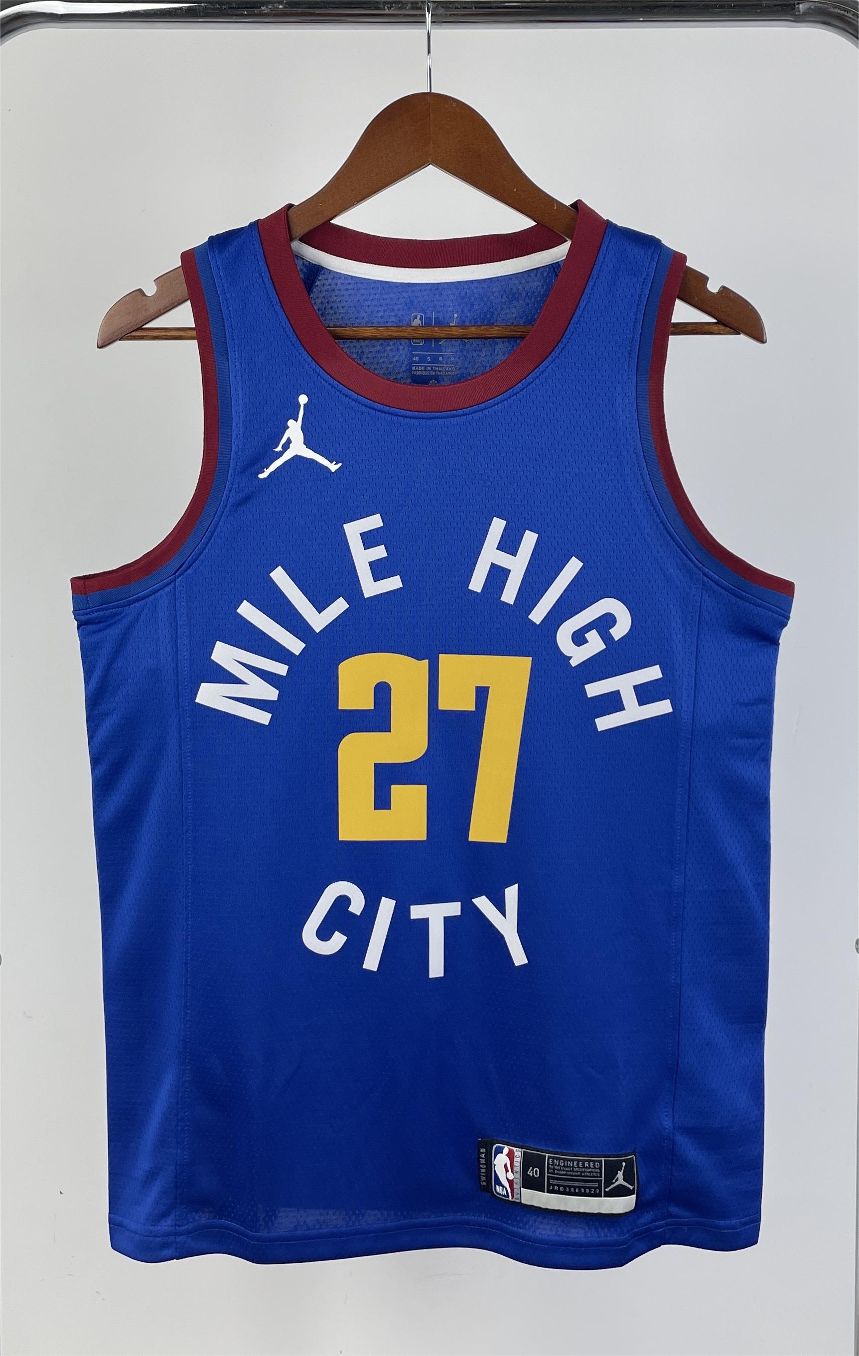 NBA Men Season 2021 Denver Nuggets Blue with Jordan Logo #27 MURRAY Jersey High Quality Name and Number Print - leoleo123123