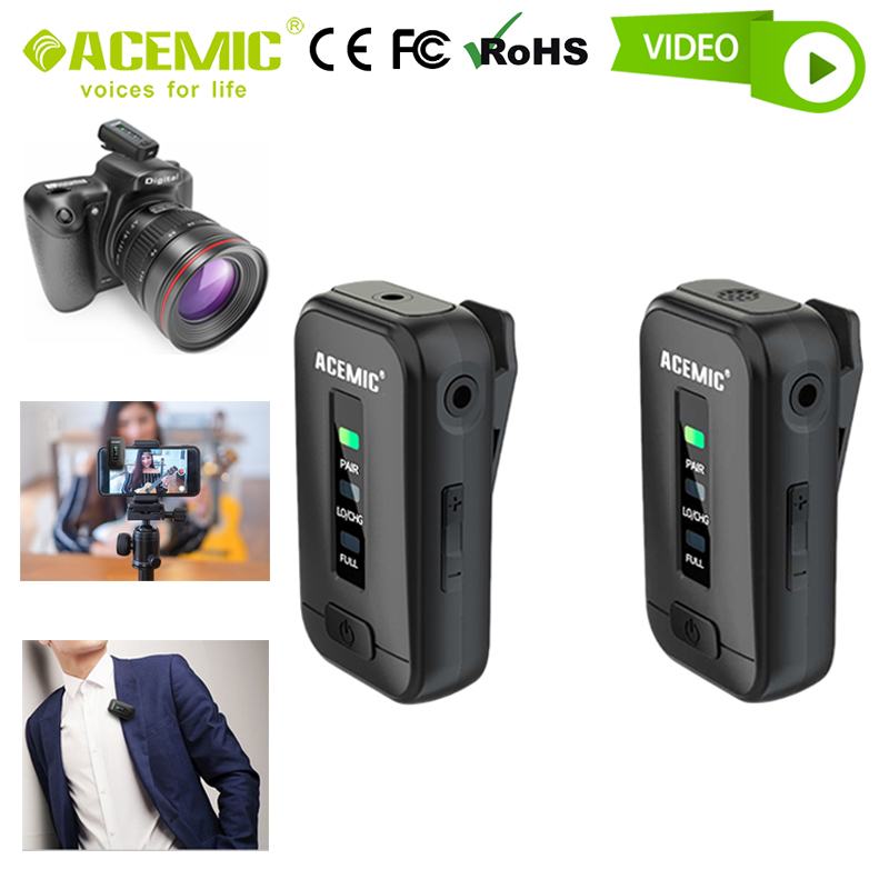 DSLR Camera Microphone Wireless Cell Phone Mobile System 2.4G Lavalier Professional for Vlog Video Recording Live Stream ACEMIC - leoleo123123