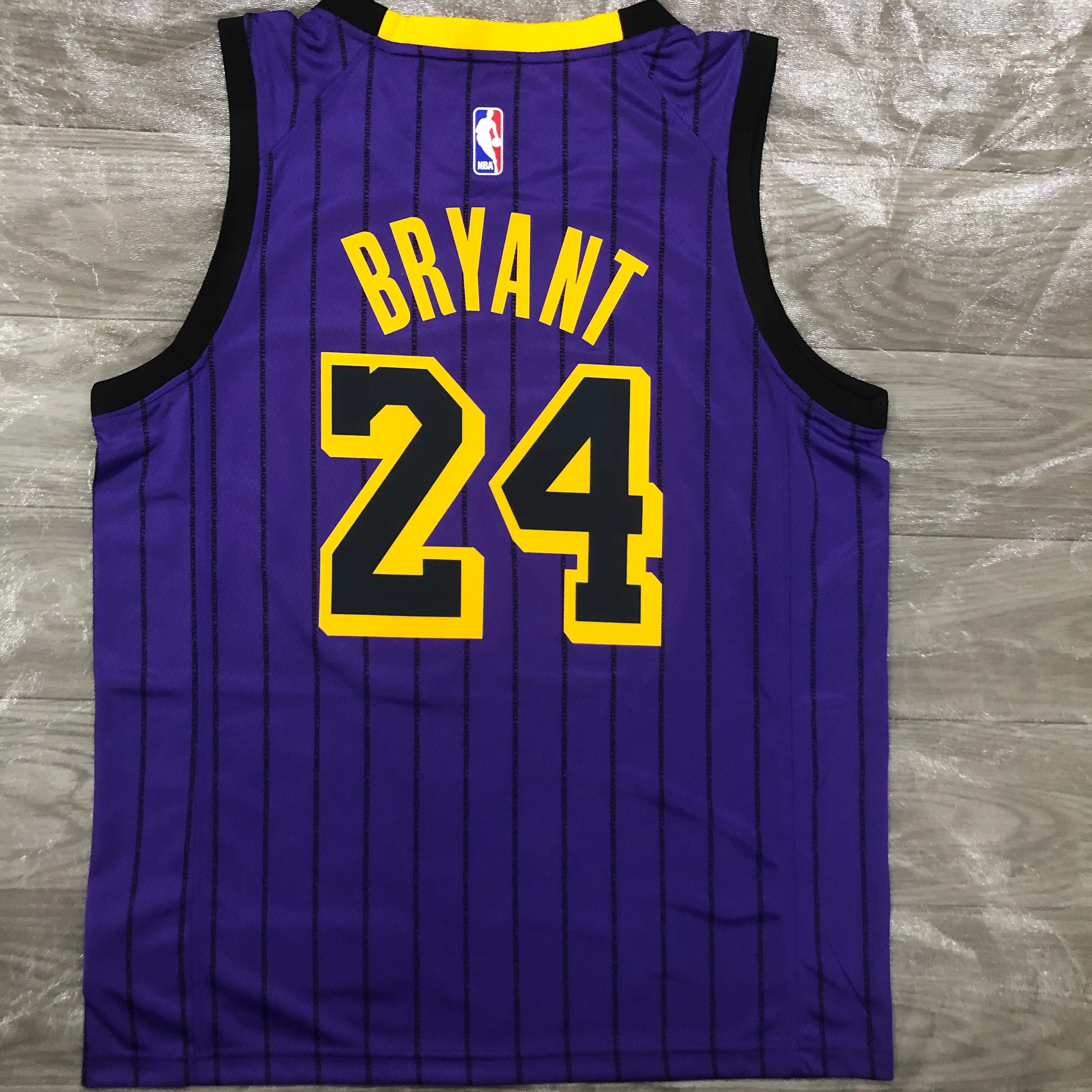 NBA Men Los Angeles Lakers Retro Purple with Black Lines #24 BRYANT Round Neck Jersey High Quality Name and Number Print - leoleo123123
